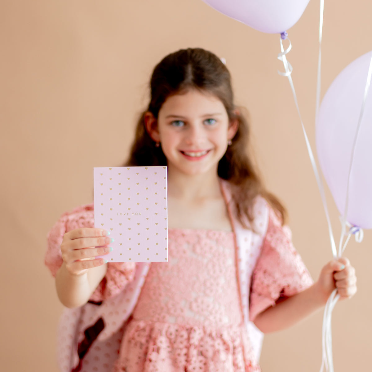 Love You Tiny Hearts Blush Greeting Card