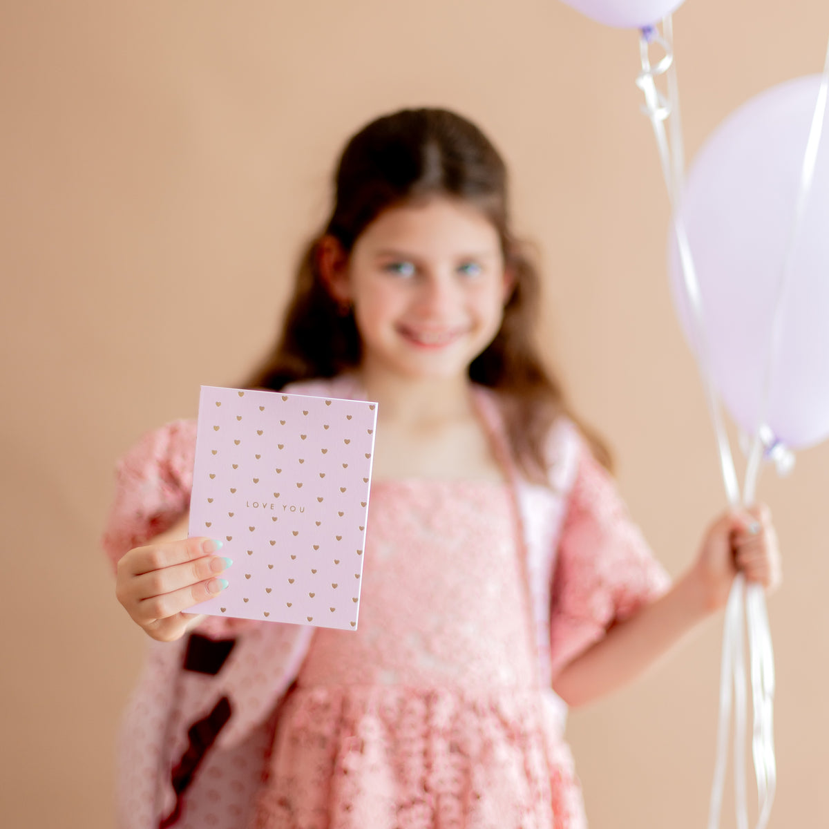 Love You Tiny Hearts Blush Greeting Card