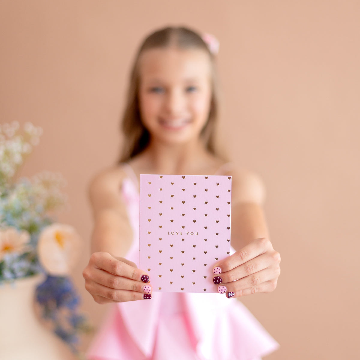 Love You Tiny Hearts Blush Greeting Card