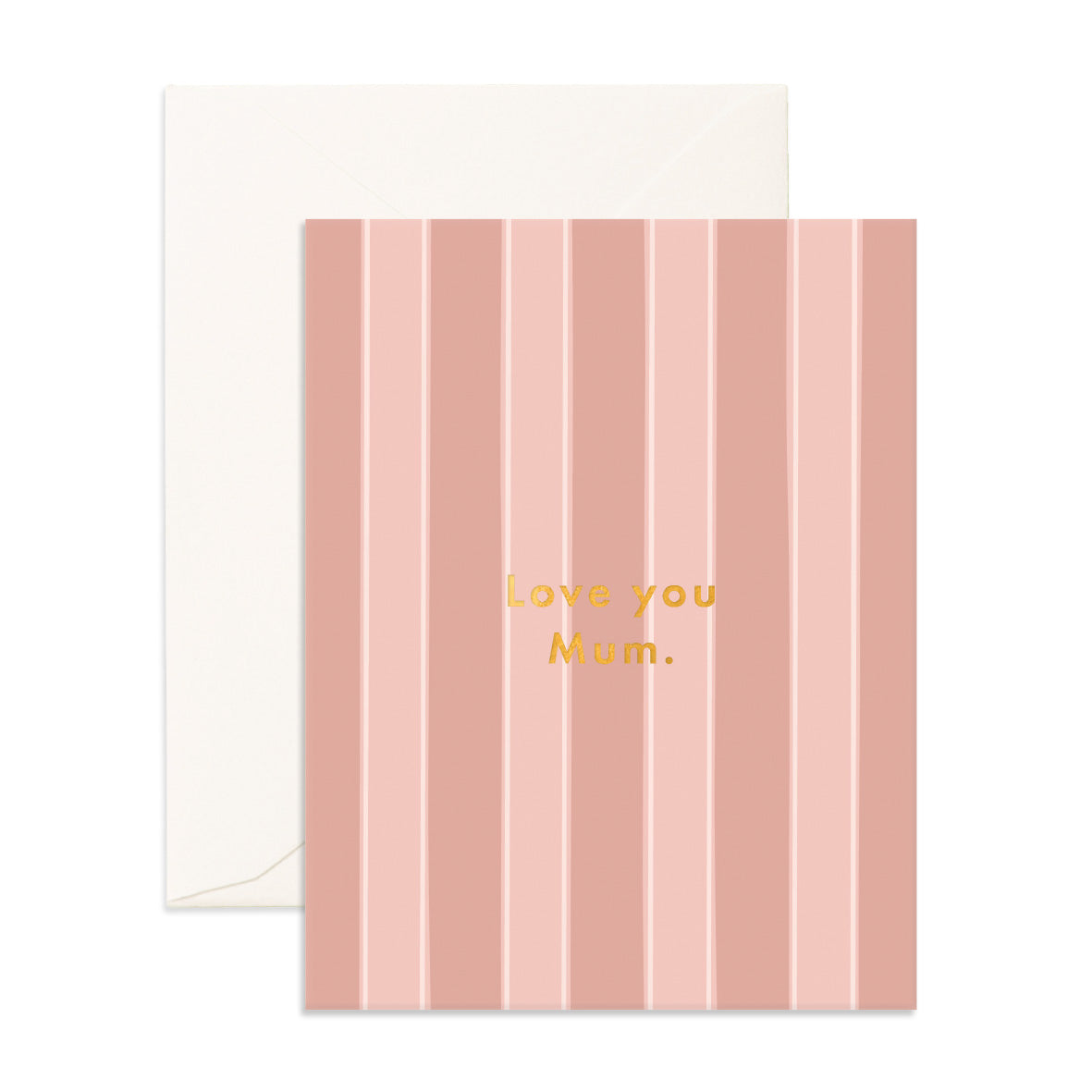 Love You Mum Blush Stripe Greeting Card