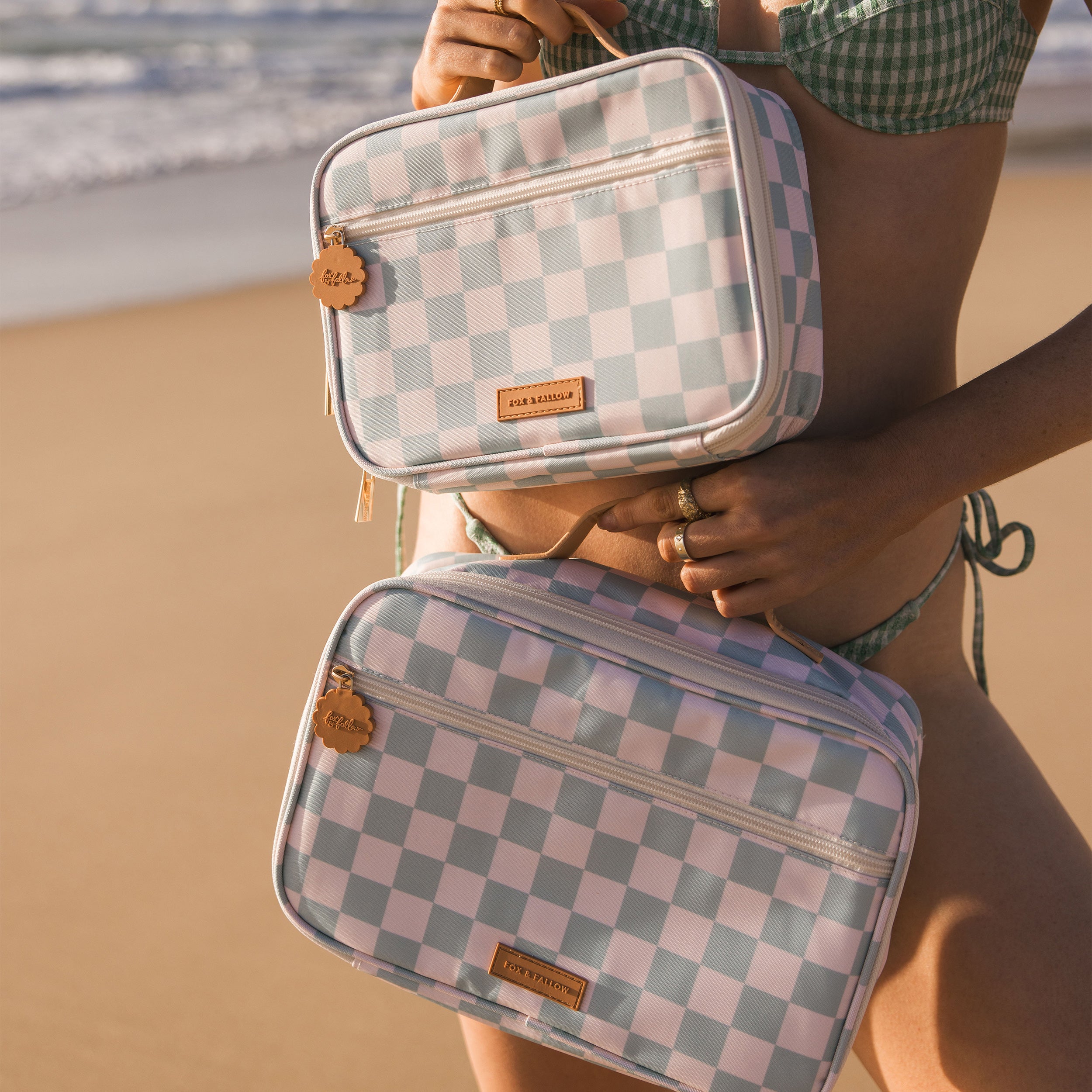 Sage Check Large Lunch Bag - SECONDS