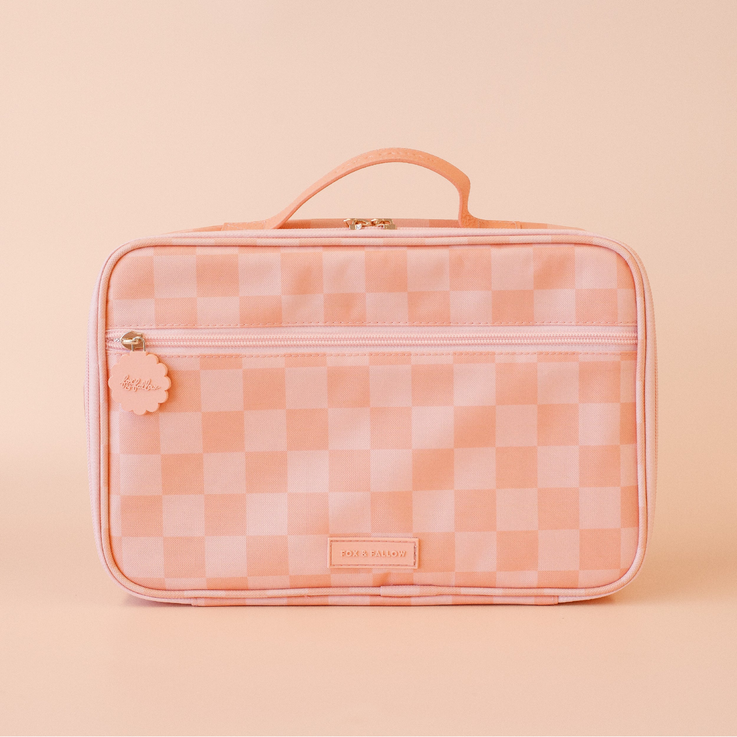Peach Check Large Lunch Bag - SECONDS