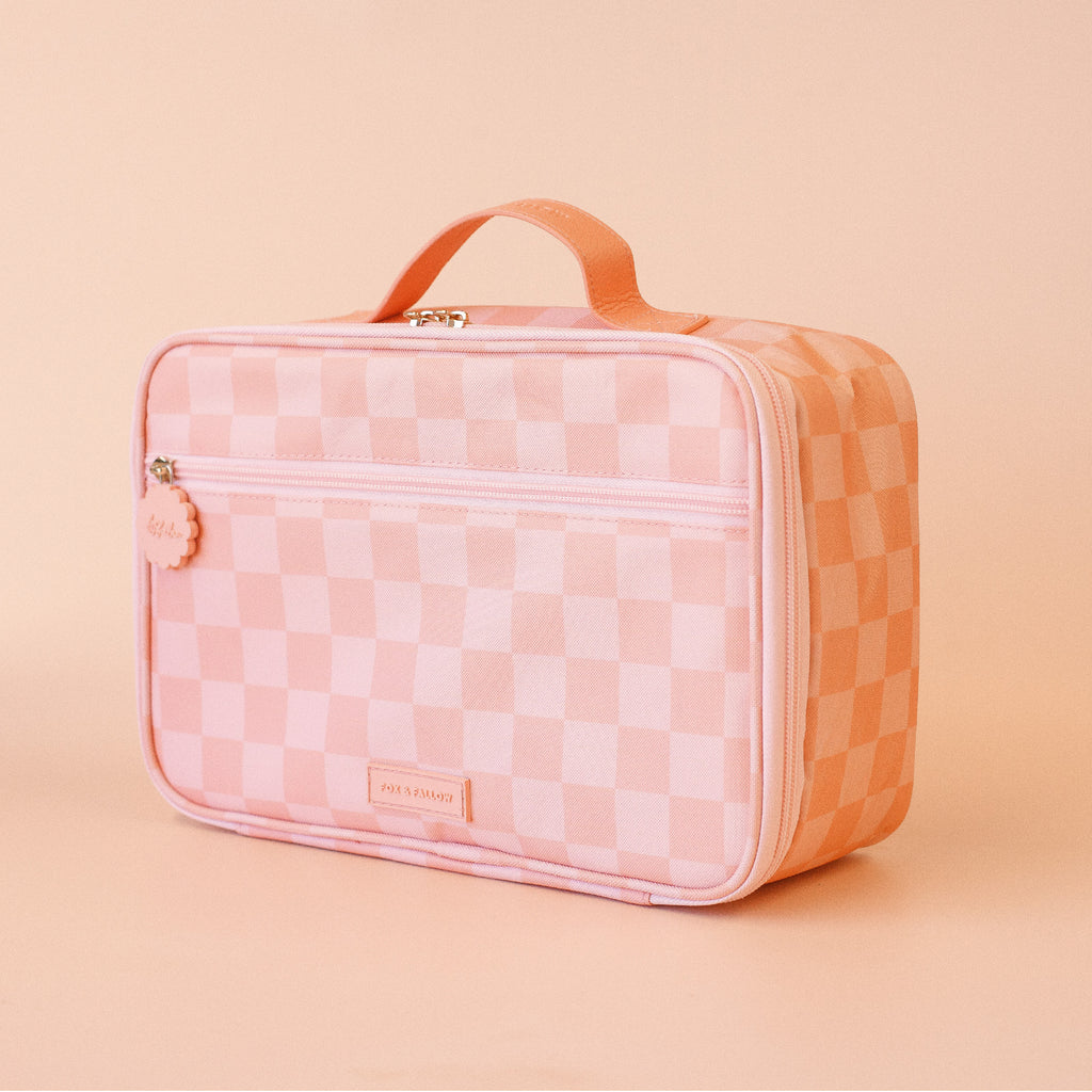 Peach Check Large Lunch Bag - SECONDS