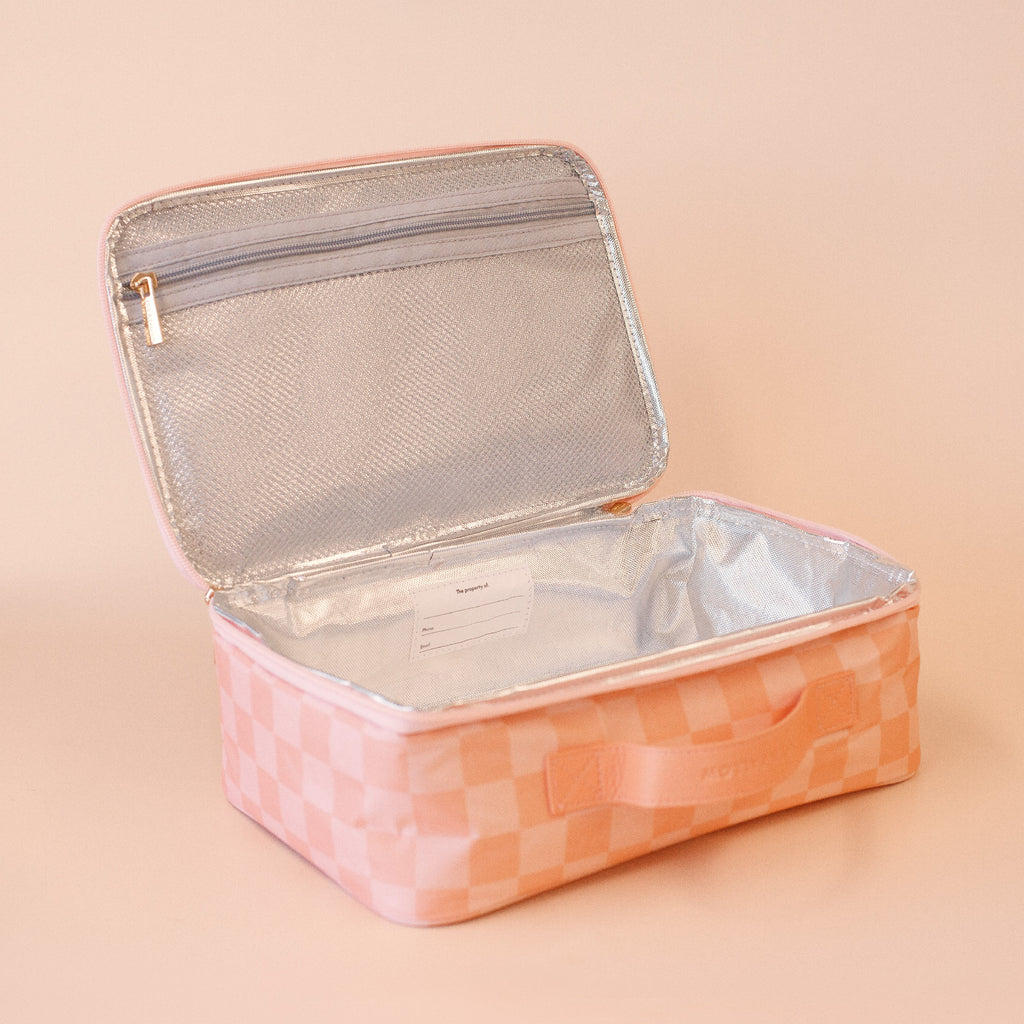 Peach Check Large Lunch Bag - SECONDS