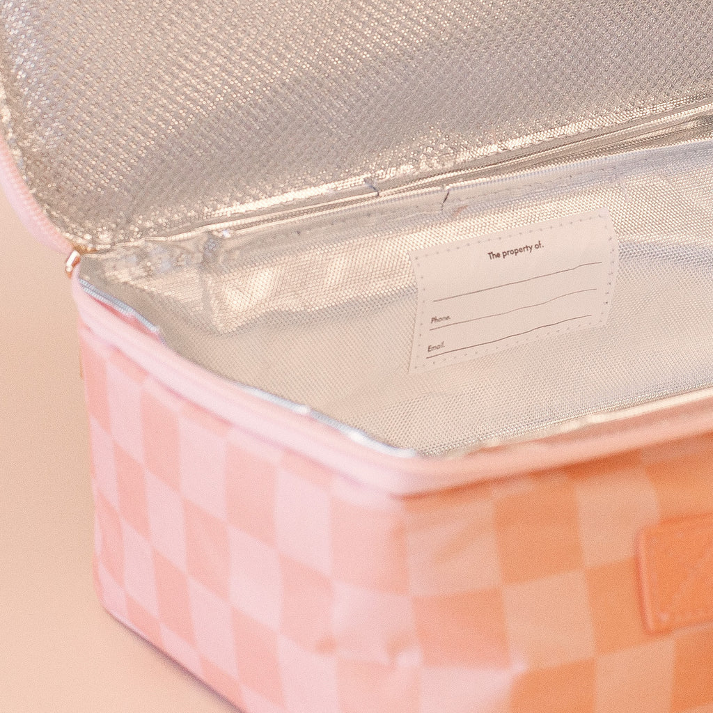 Peach Check Large Lunch Bag - SECONDS