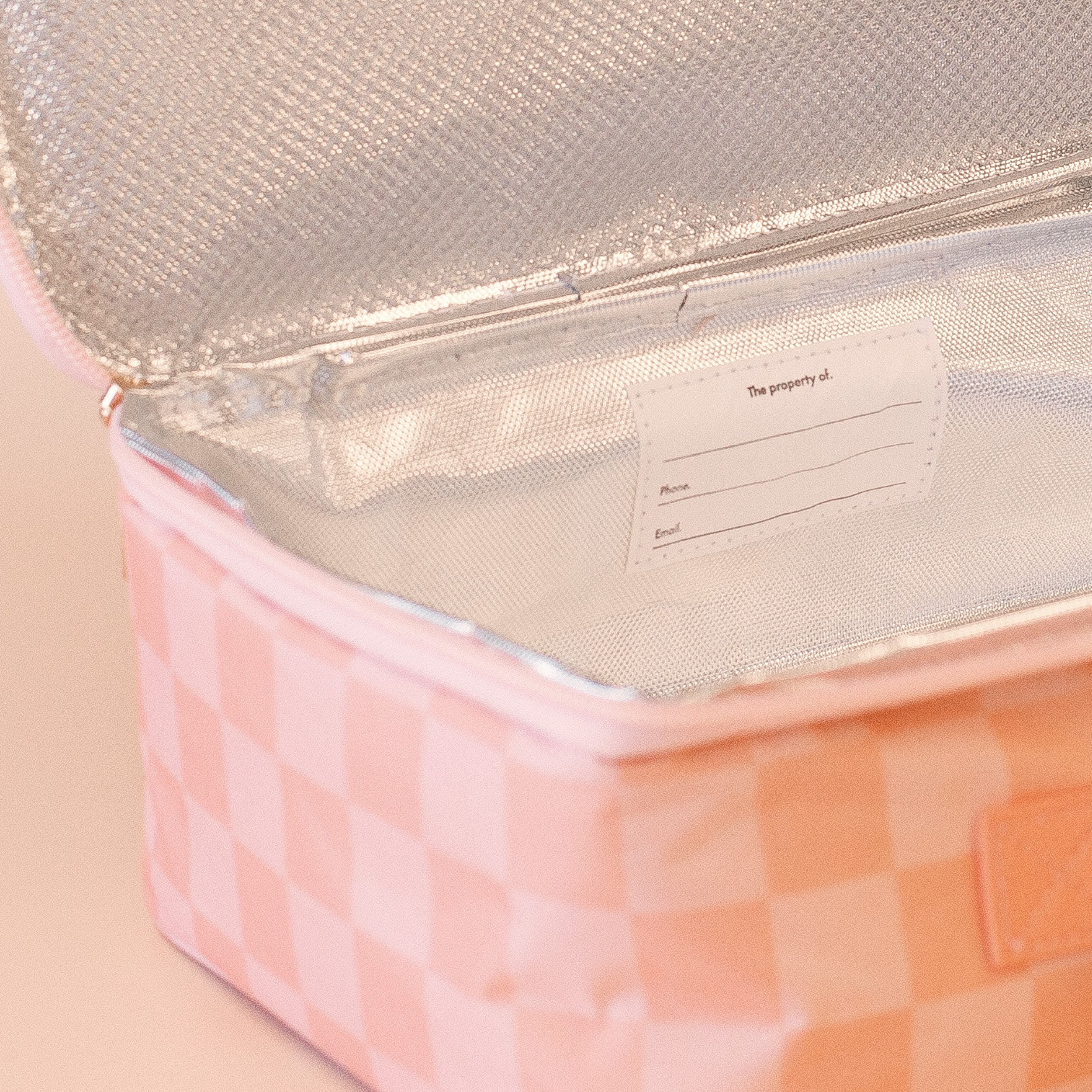 Peach Check Large Lunch Bag - SECONDS