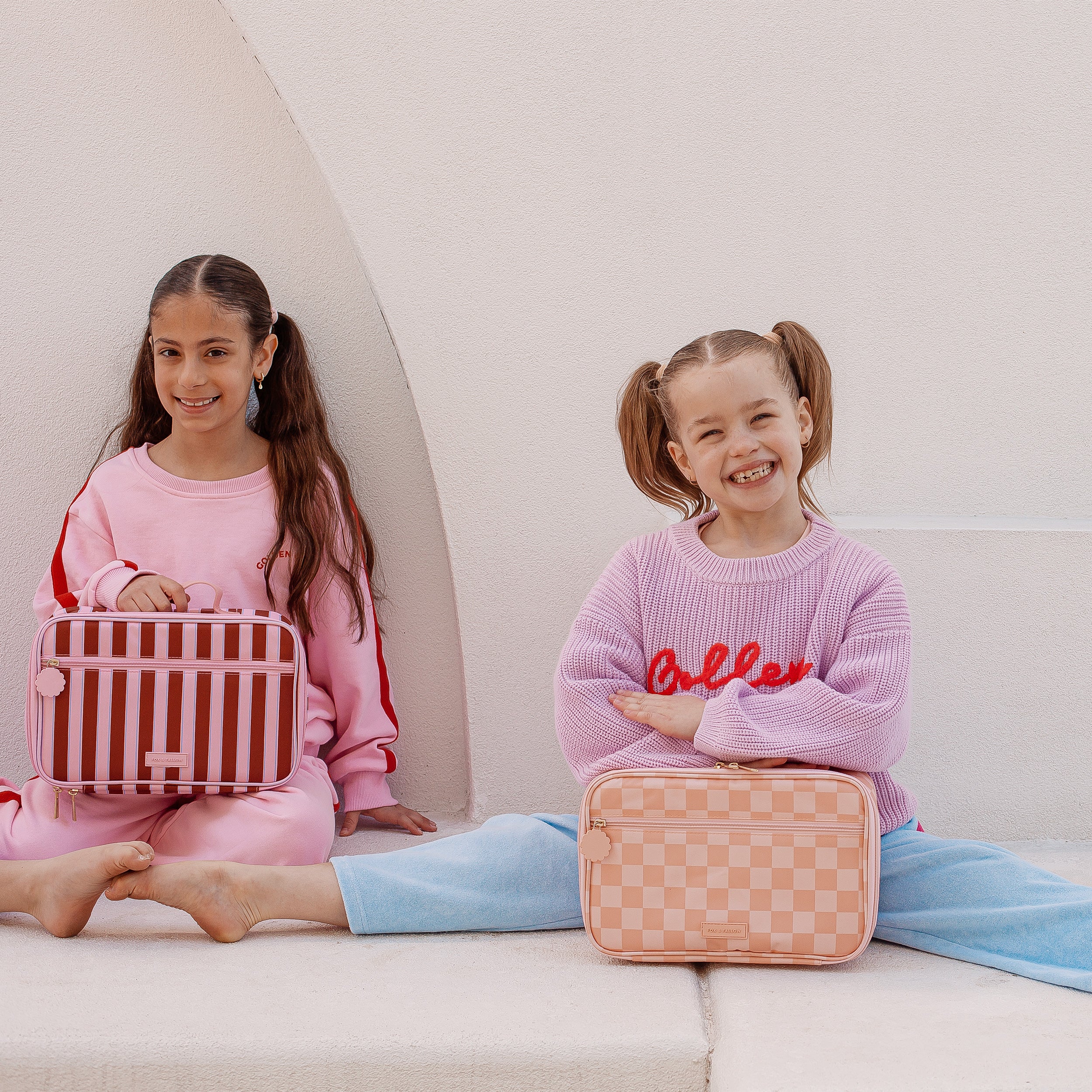 Peach Check Large Lunch Bag - SECONDS