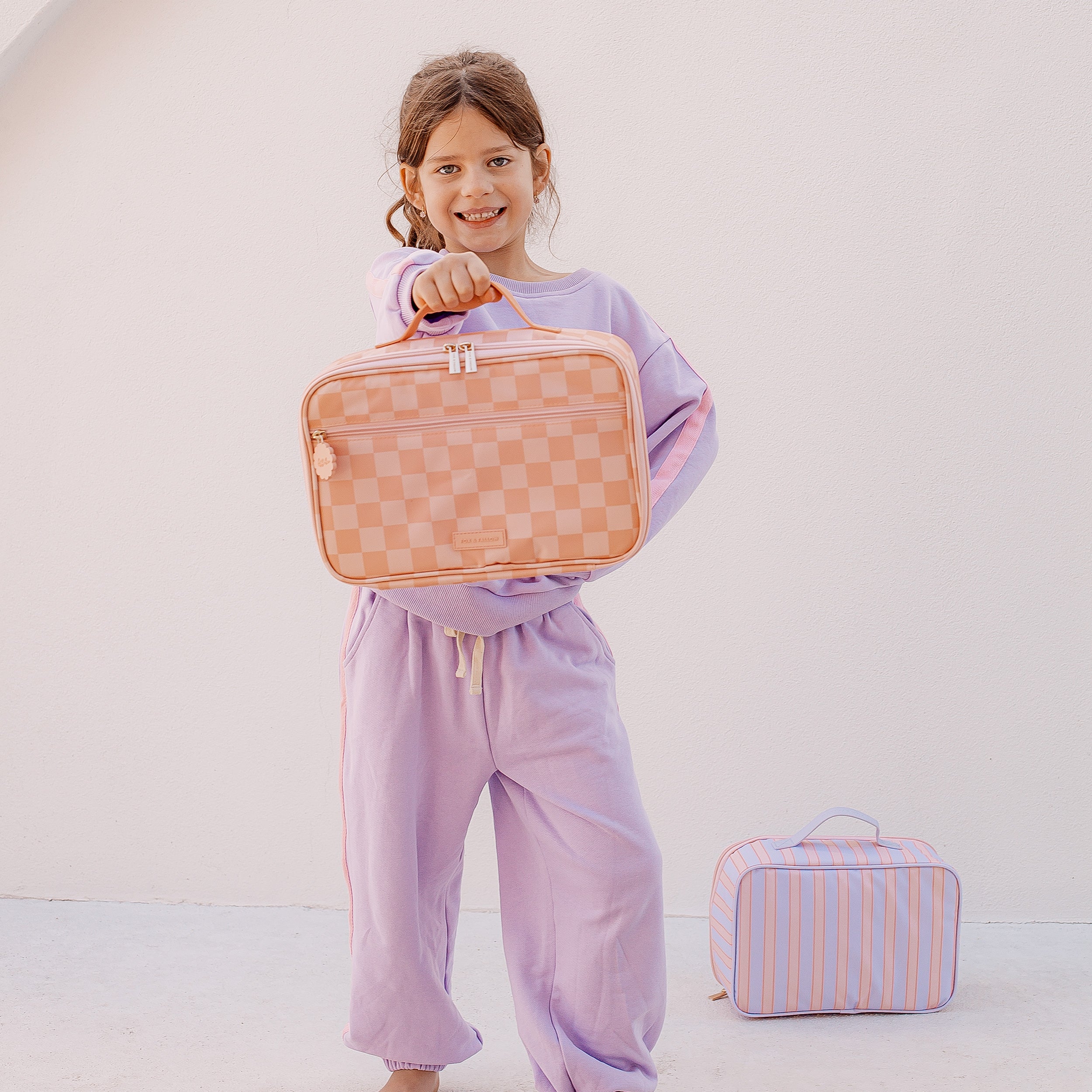 Peach Check Large Lunch Bag - PRE-ORDER (AUGUST)