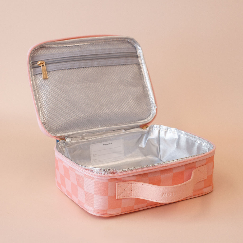 Peach Check Mini Lunch Bag