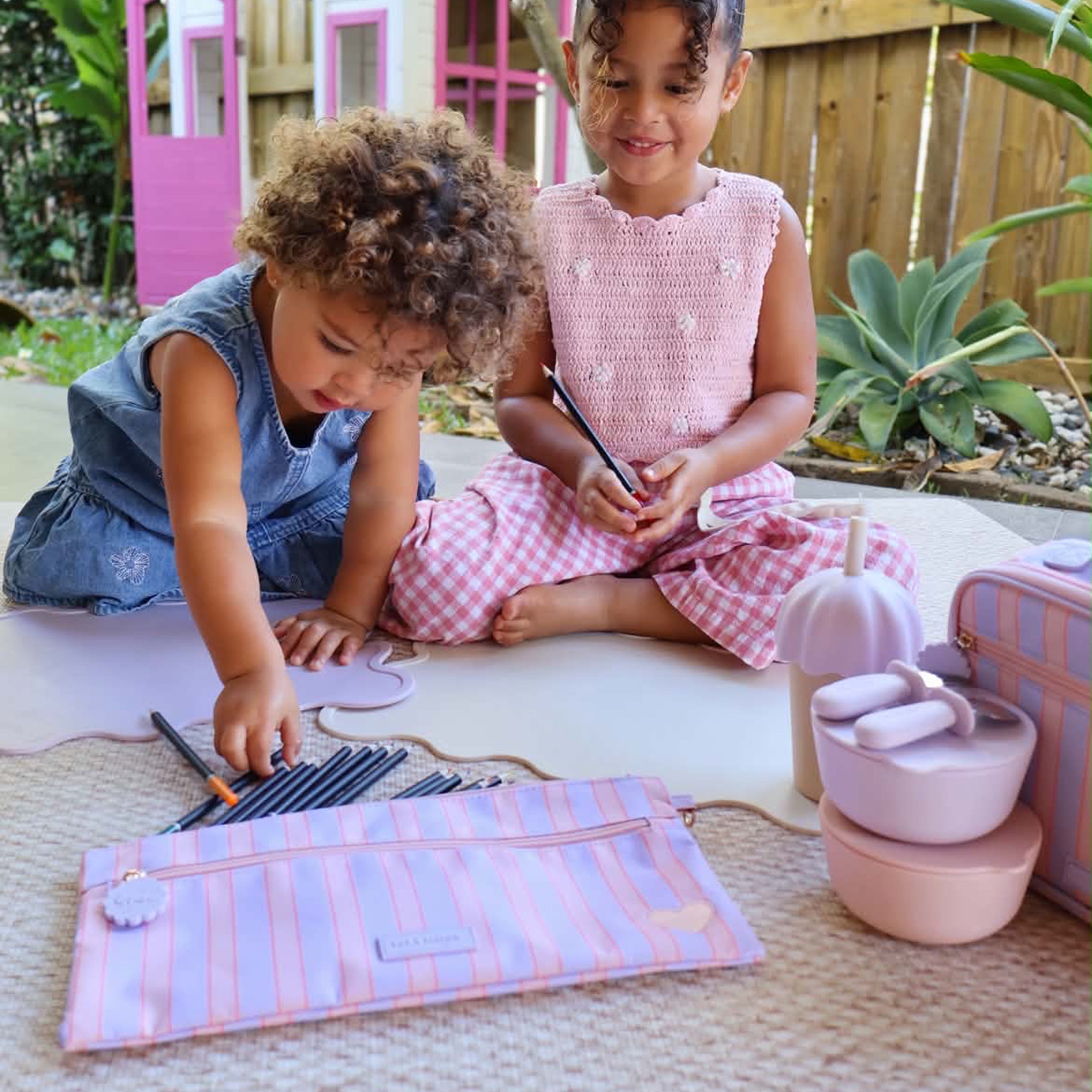 Powder Stripe Large Pencil Case