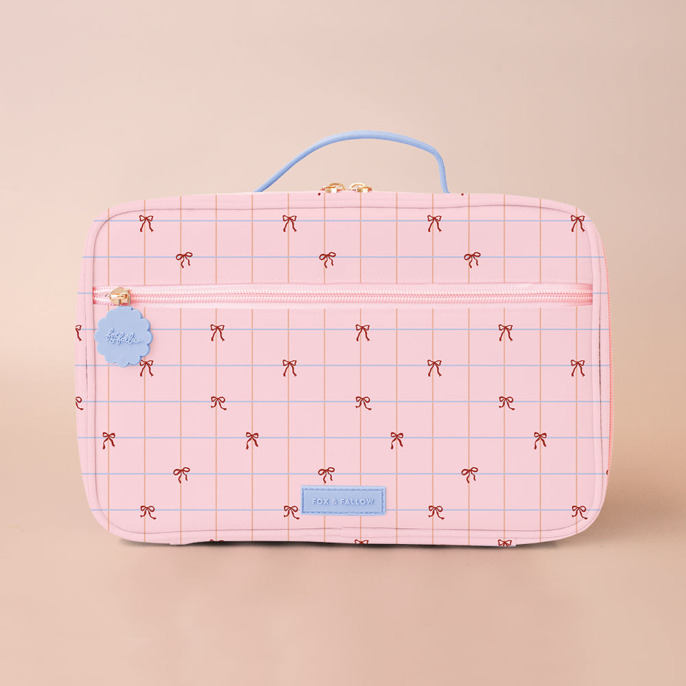 Pink Grid Bows Large Lunch Bag - PRE-ORDER (OCTOBER)