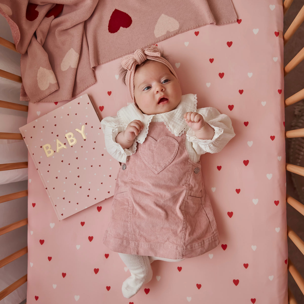 Little Hearts Organic Fitted Cot Sheet