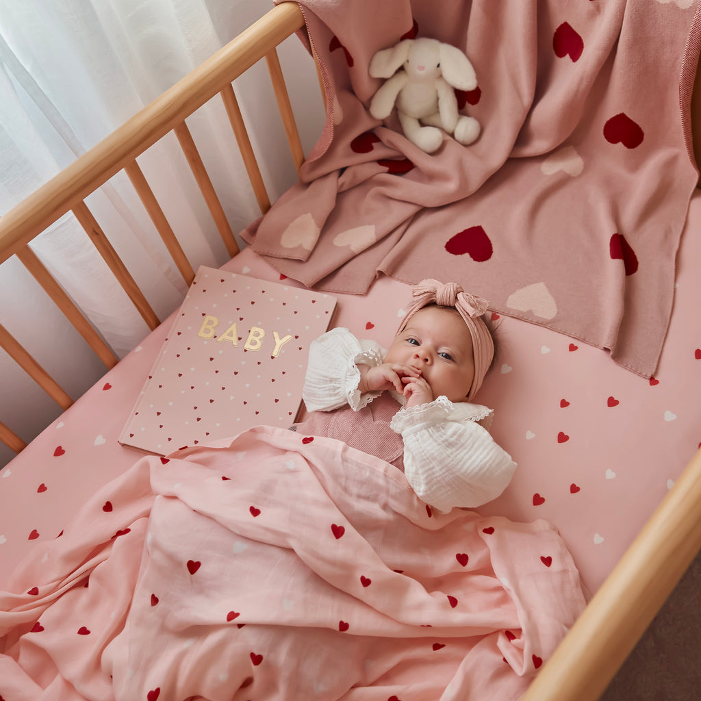 Little Hearts Muslin Wrap Swaddle - PRE-ORDER (OCTOBER)