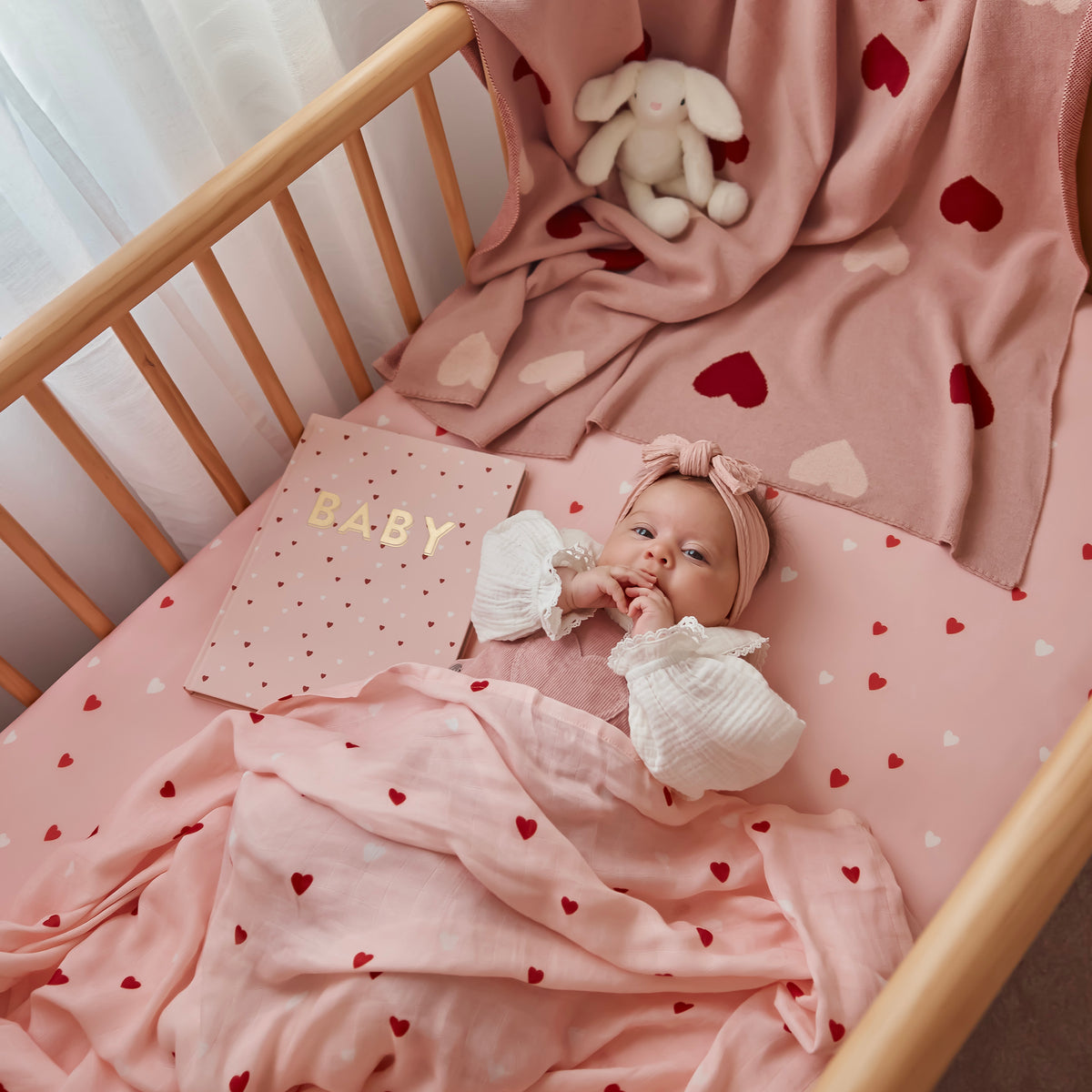 Little Hearts Organic Fitted Cot Sheet