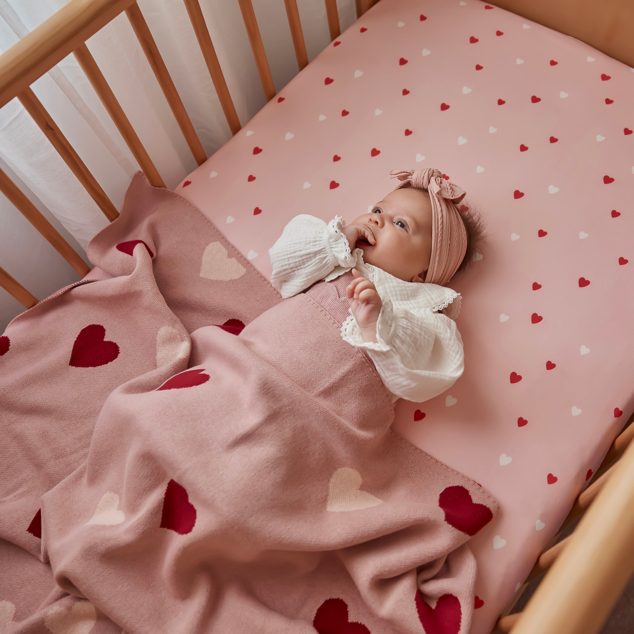 Little Hearts Organic Fitted Cot Sheet