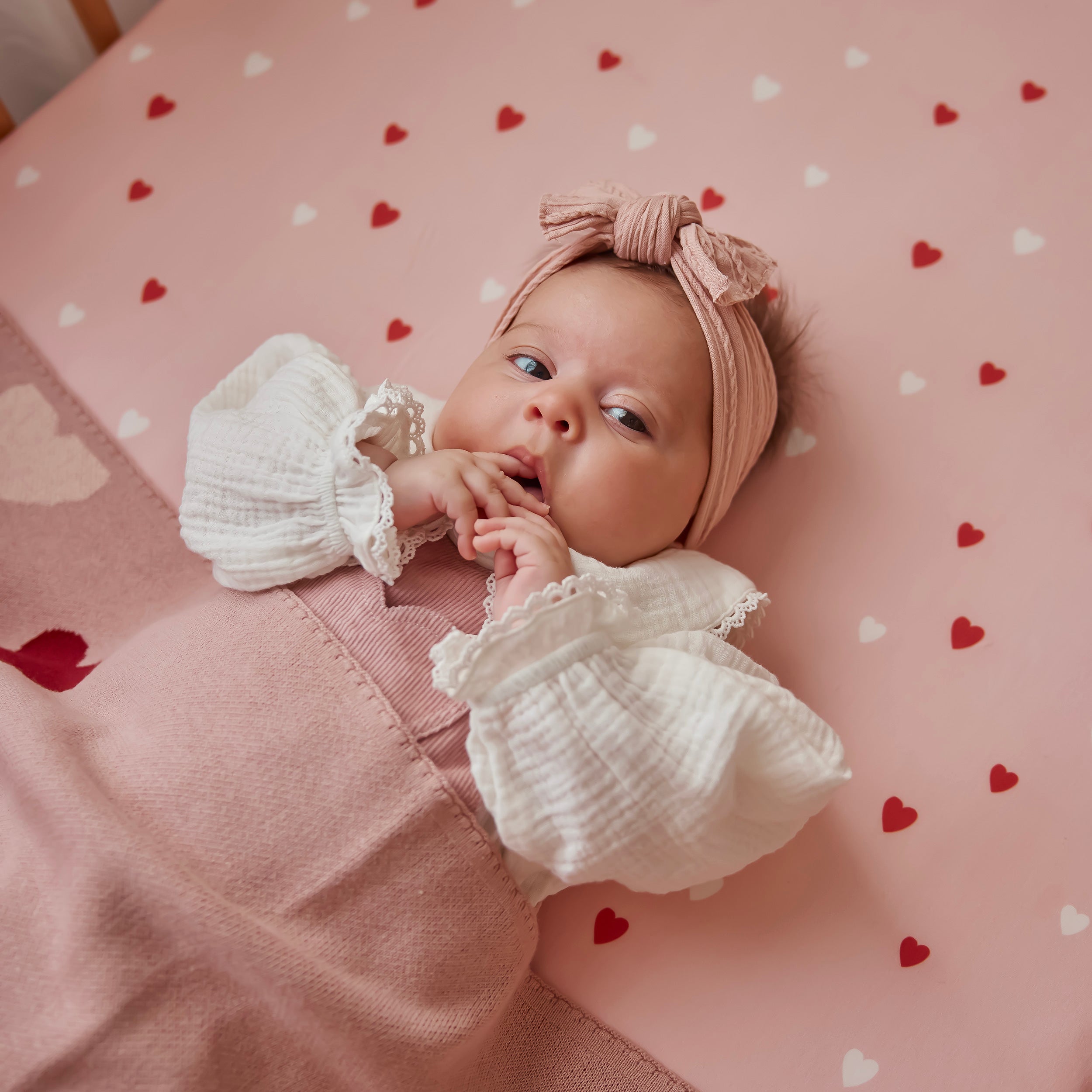 Little Hearts Organic Fitted Cot Sheet