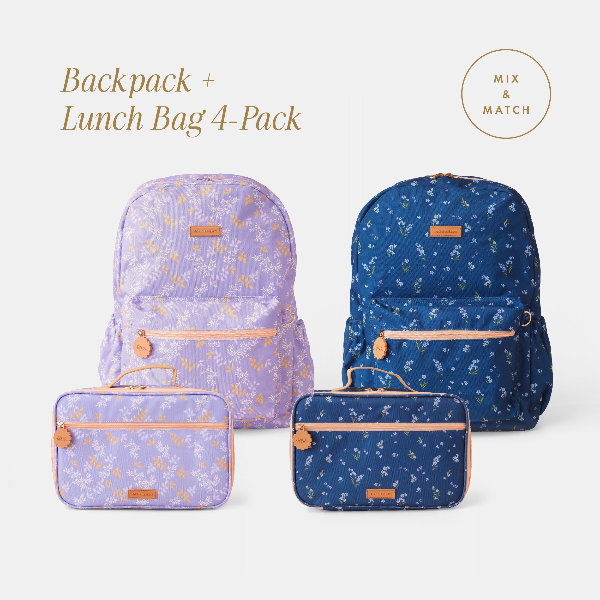 Backpack + Lunch Bag 4-Pack Bundle