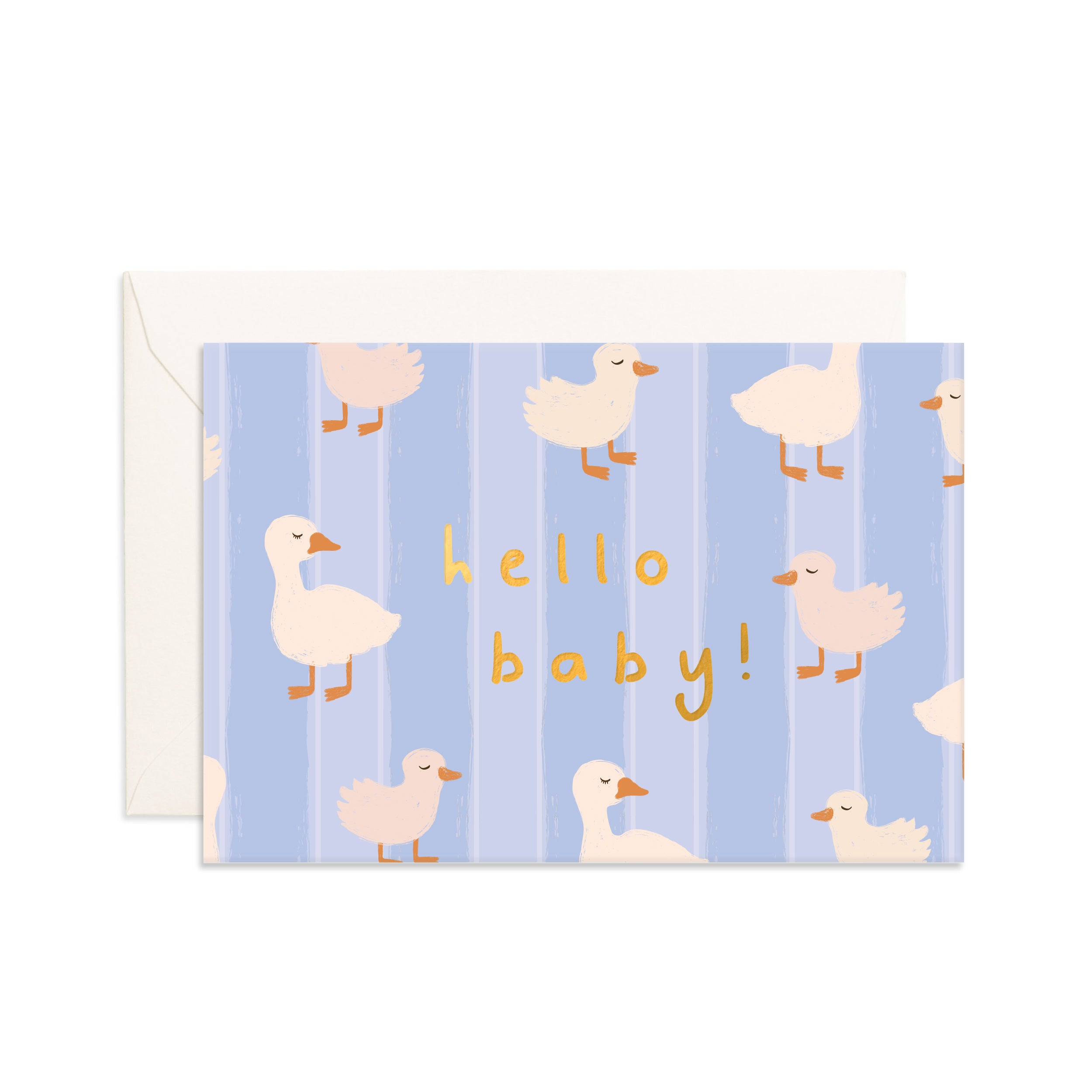 Hello Baby Ducks Blue Mini Greeting Card
