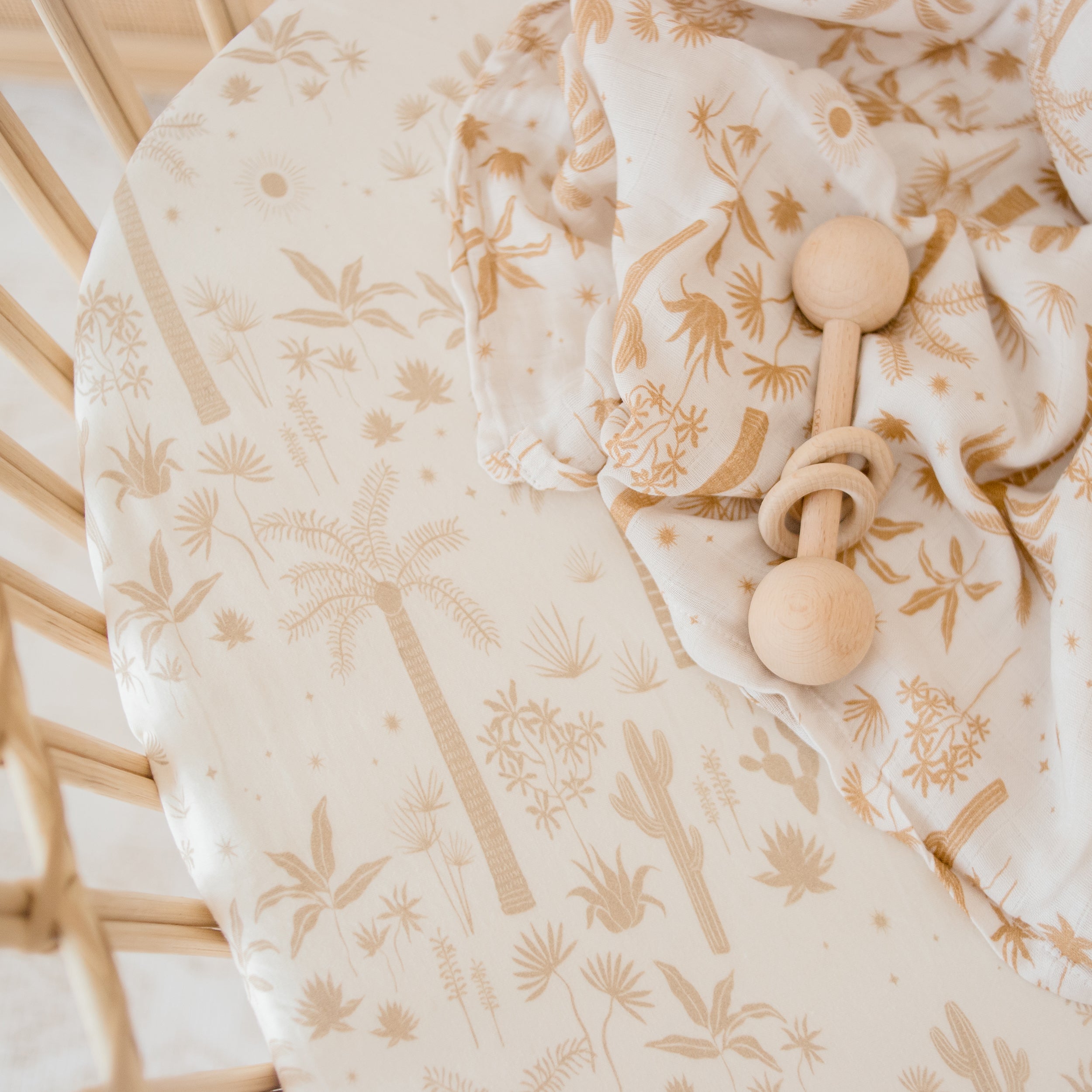 Desert Palms Organic Fitted Bassinet Sheet/Change Pad Cover