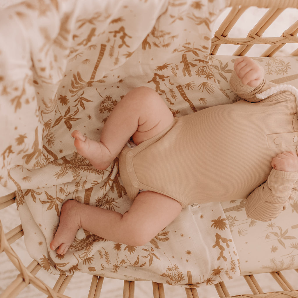 Desert Palms Organic Fitted Bassinet Sheet/Change Pad Cover