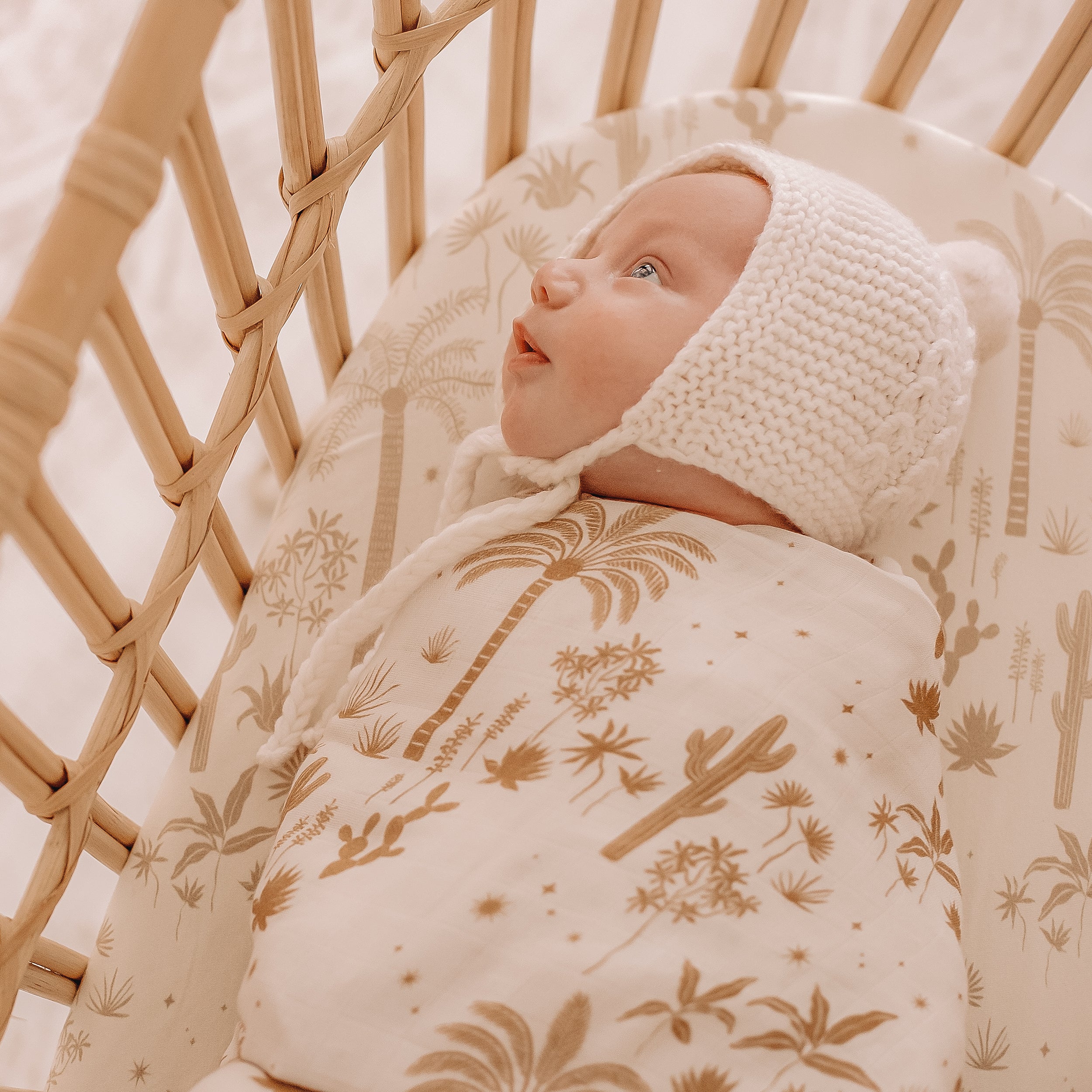 Desert Palms Organic Fitted Bassinet Sheet/Change Pad Cover