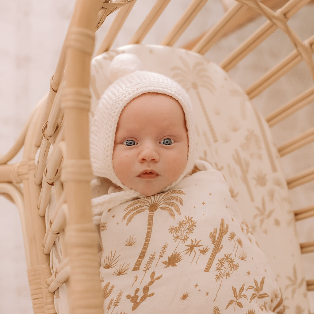 Desert Palms Organic Fitted Bassinet Sheet/Change Pad Cover