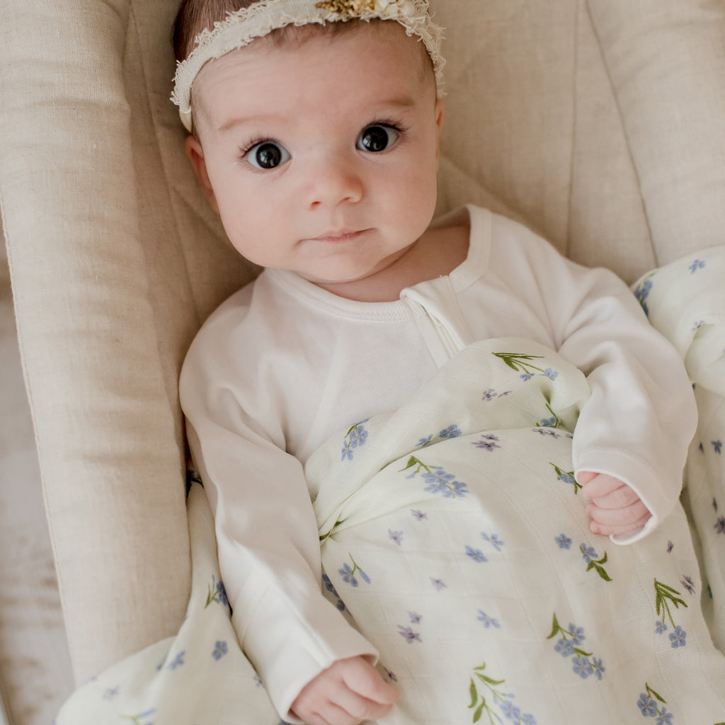 Forget-Me-Not Organic Muslin Wrap Swaddle
