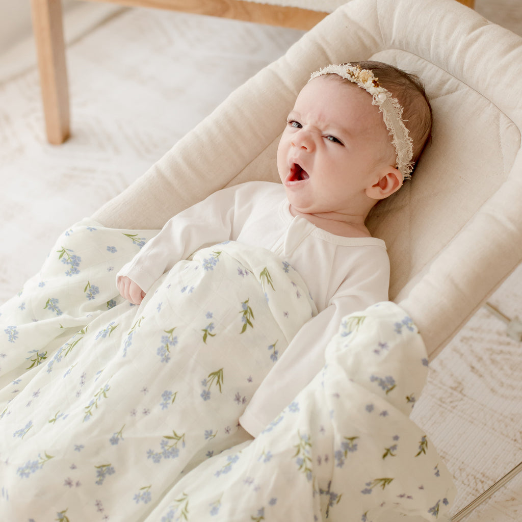Forget-Me-Not Organic Muslin Wrap Swaddle