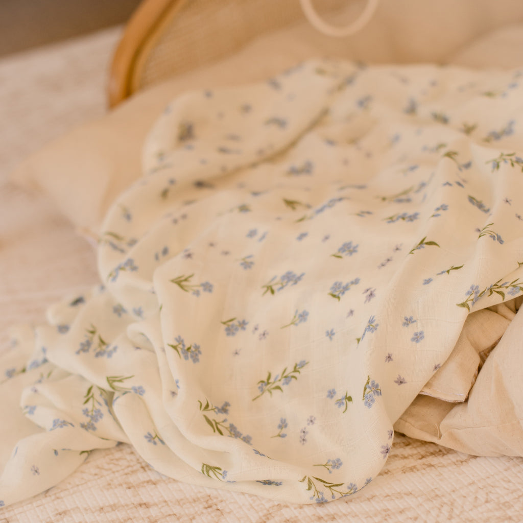 Forget-Me-Not Organic Muslin Wrap Swaddle
