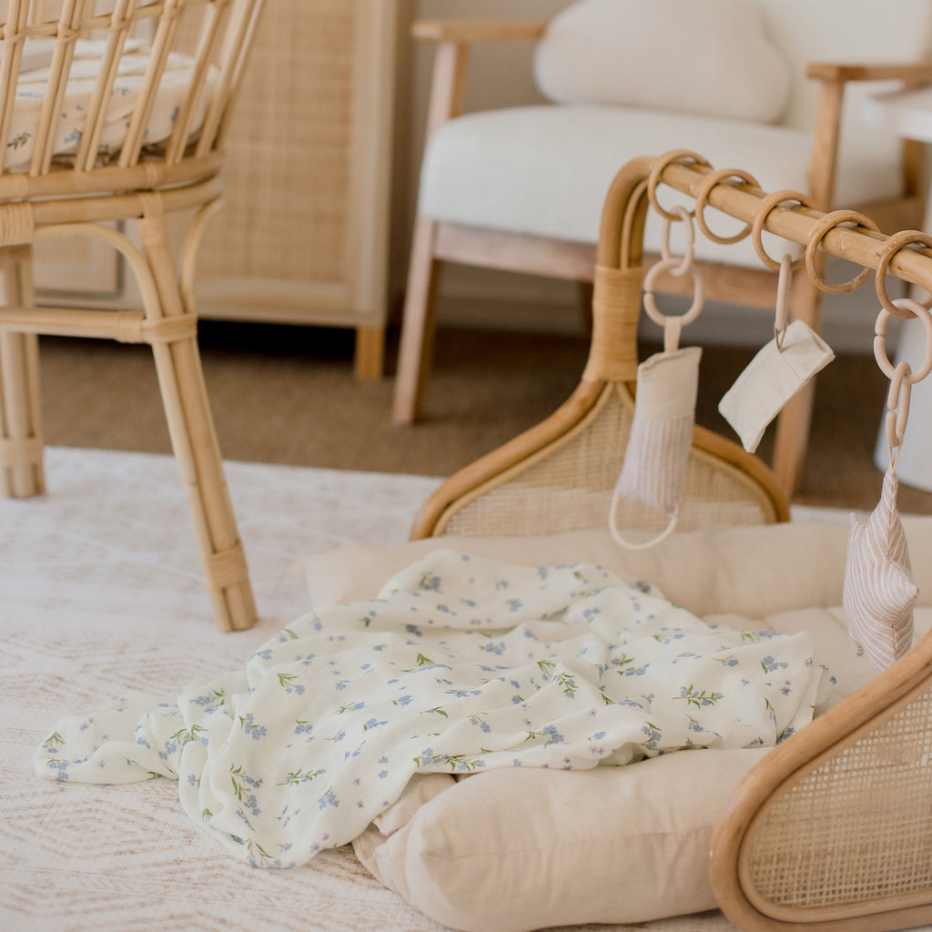 Forget-Me-Not Organic Muslin Wrap Swaddle