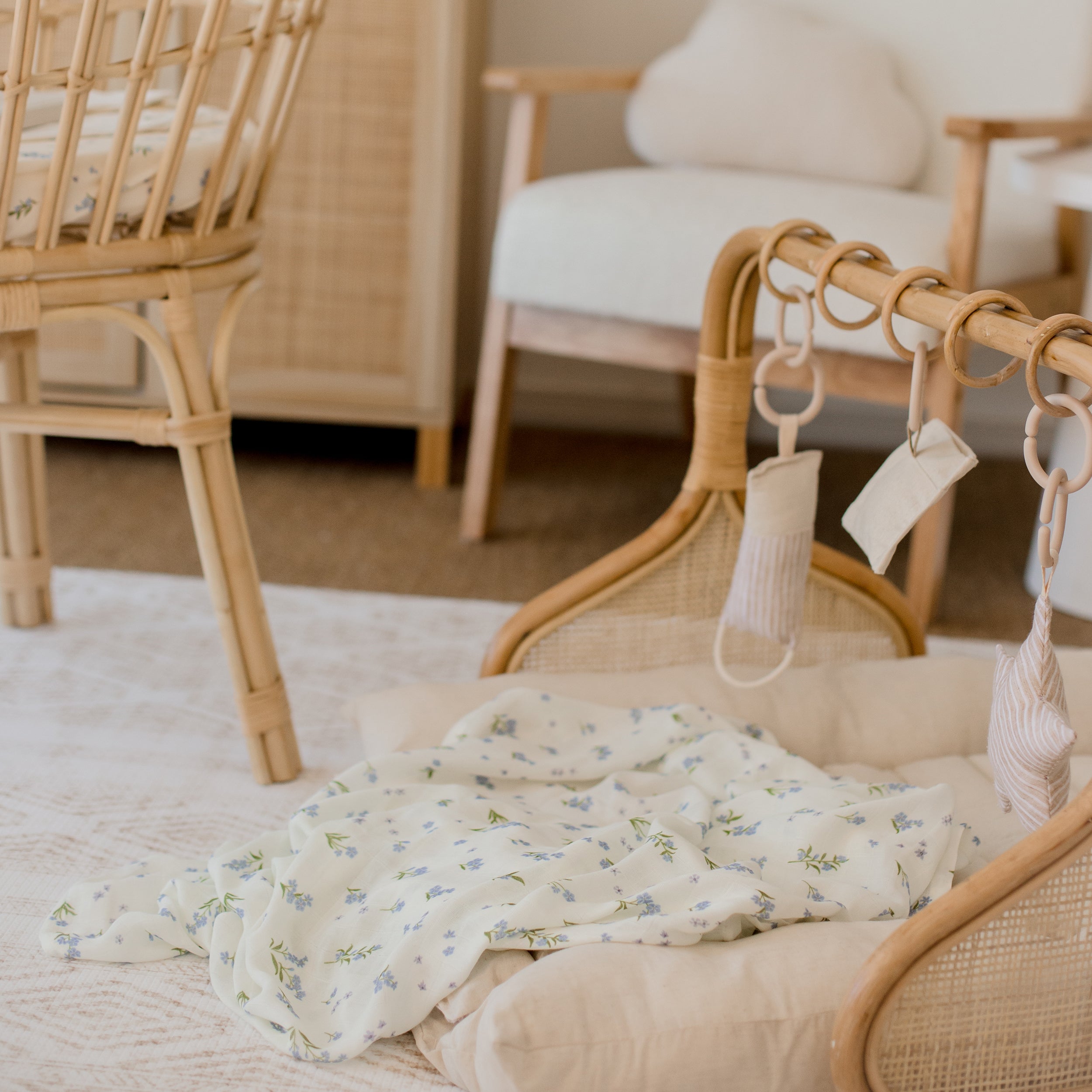 Forget-Me-Not Organic Muslin Wrap Swaddle