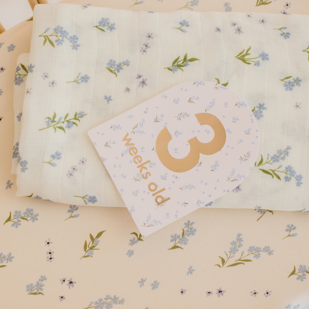 Forget-Me-Not Organic Fitted Bassinet Sheet/Change Pad Cover