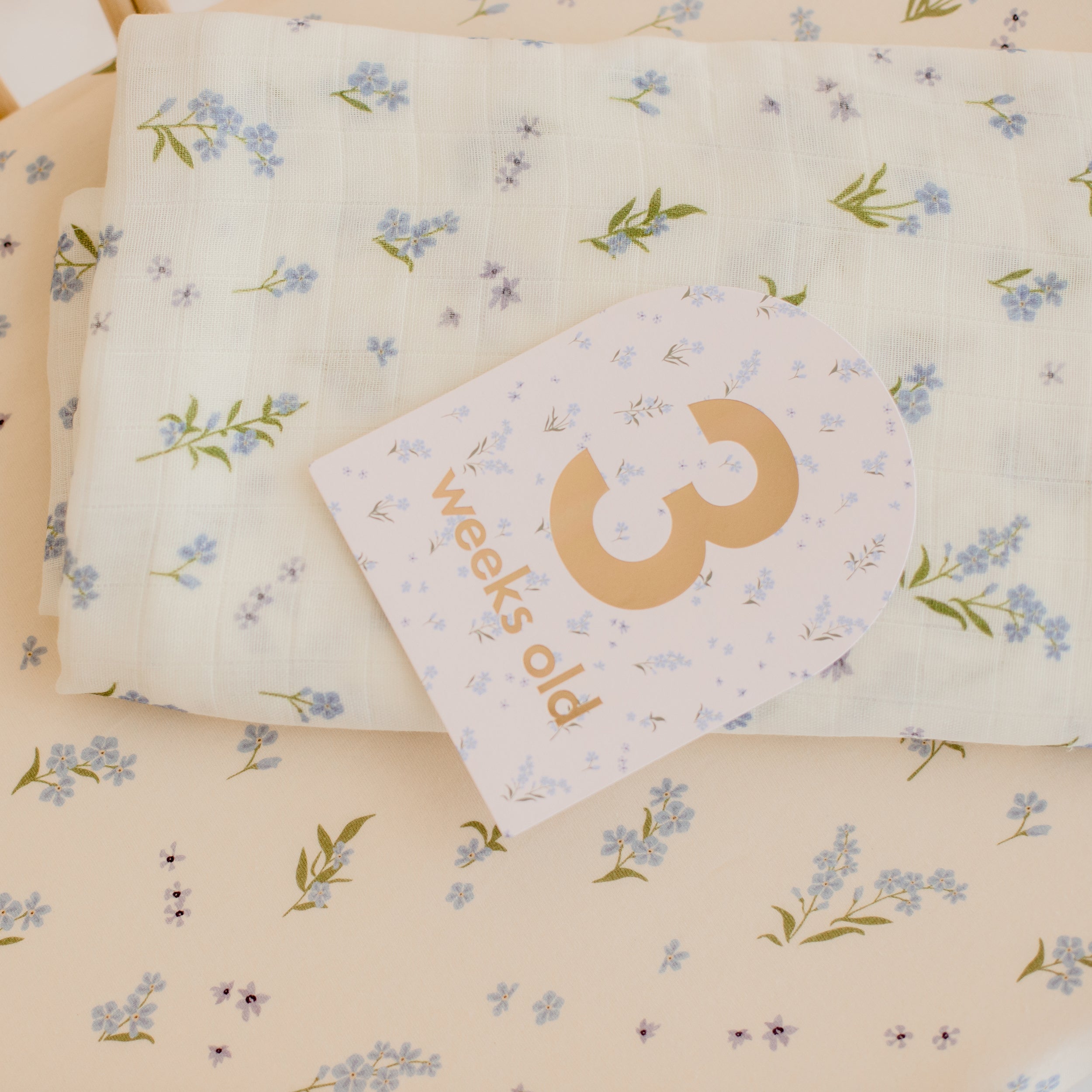 Forget-Me-Not Organic Fitted Bassinet Sheet/Change Pad Cover