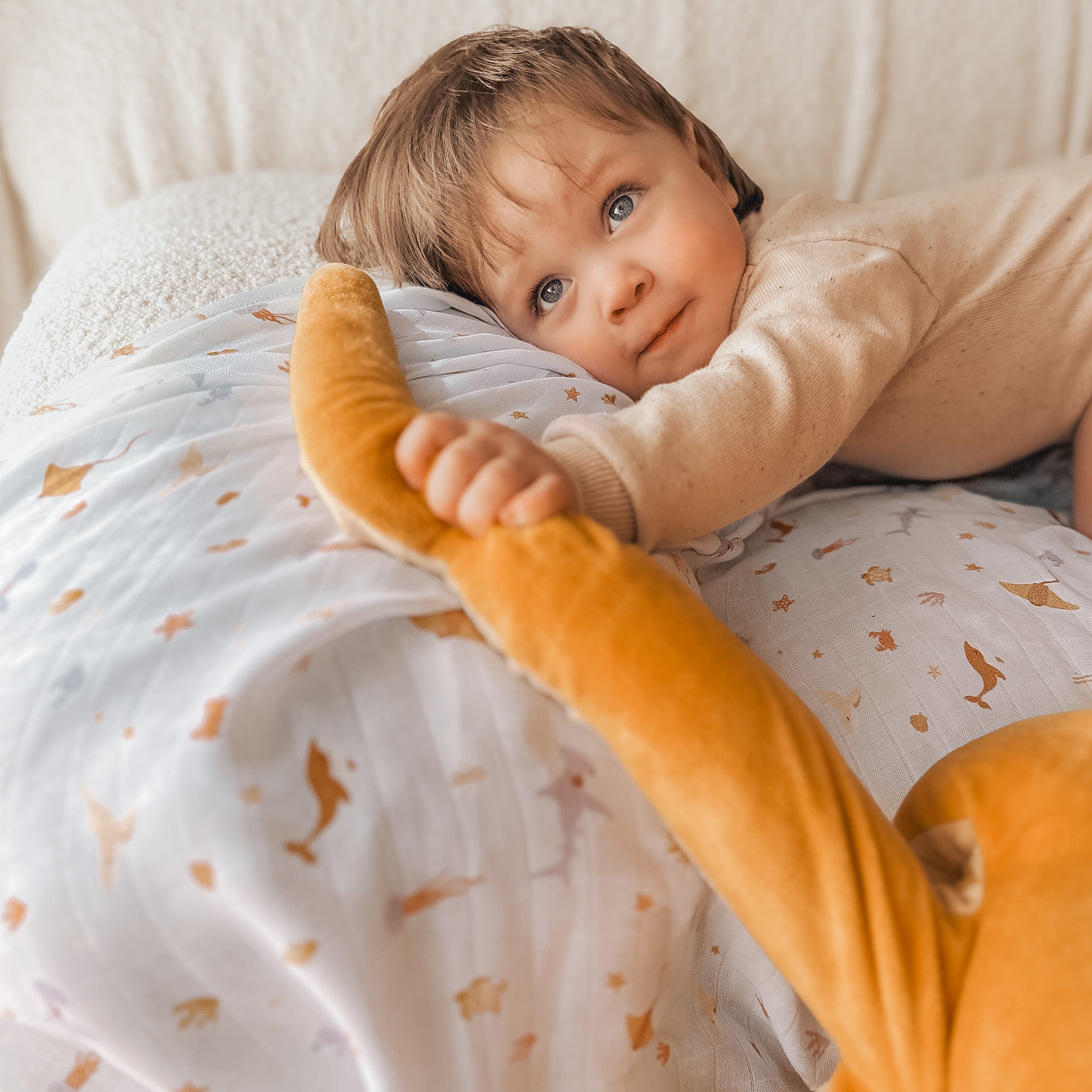 Ocean Creatures Sky Organic Muslin Wrap Swaddle - PRE-ORDER (ARRIVING APRIL)