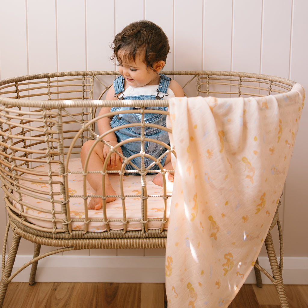 Mermaids Organic Muslin Wrap Swaddle - SECONDS