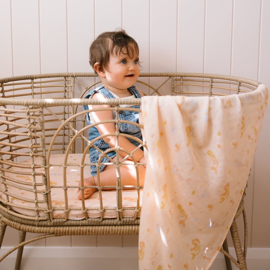 Mermaids Organic Muslin Wrap Swaddle - SECONDS