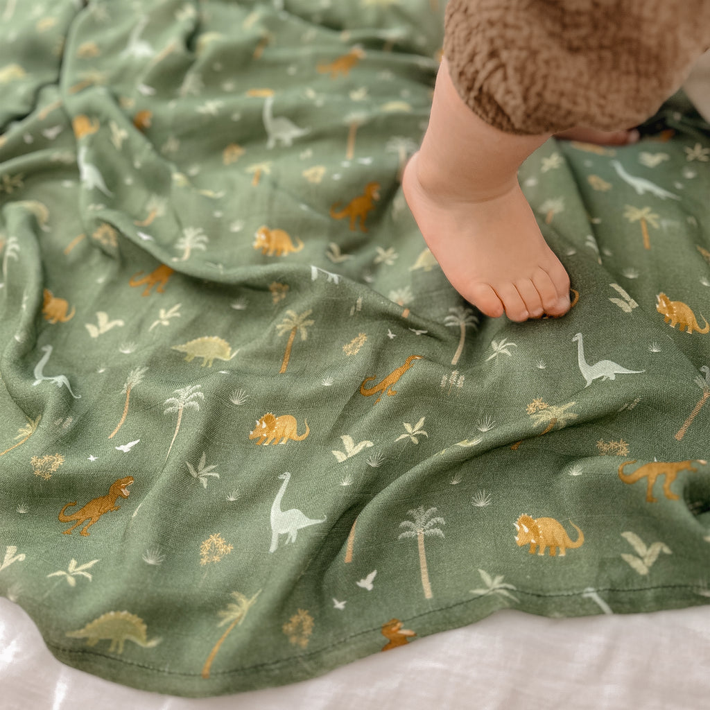 Dinos Organic Muslin Wrap Swaddle - PRE-ORDER (APRIL)