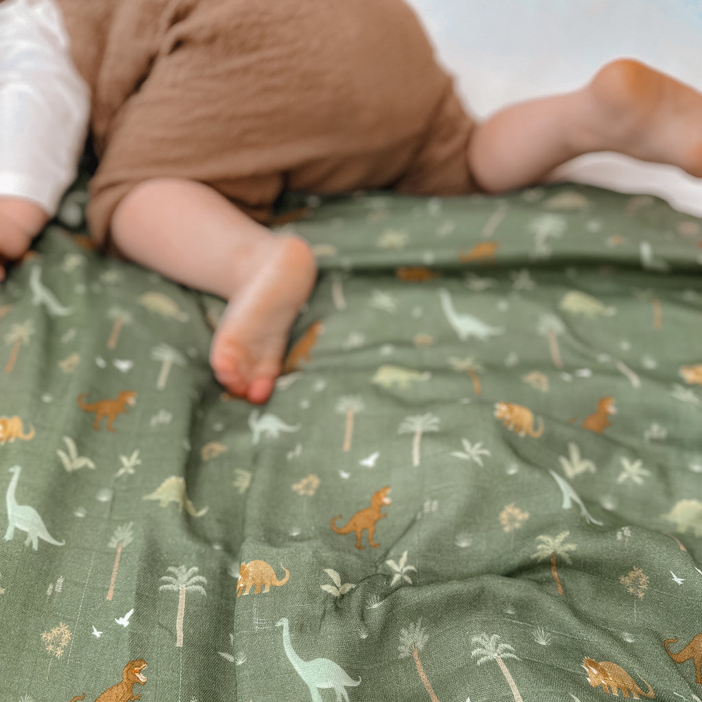 Dinos Organic Muslin Wrap Swaddle - PRE-ORDER (APRIL)