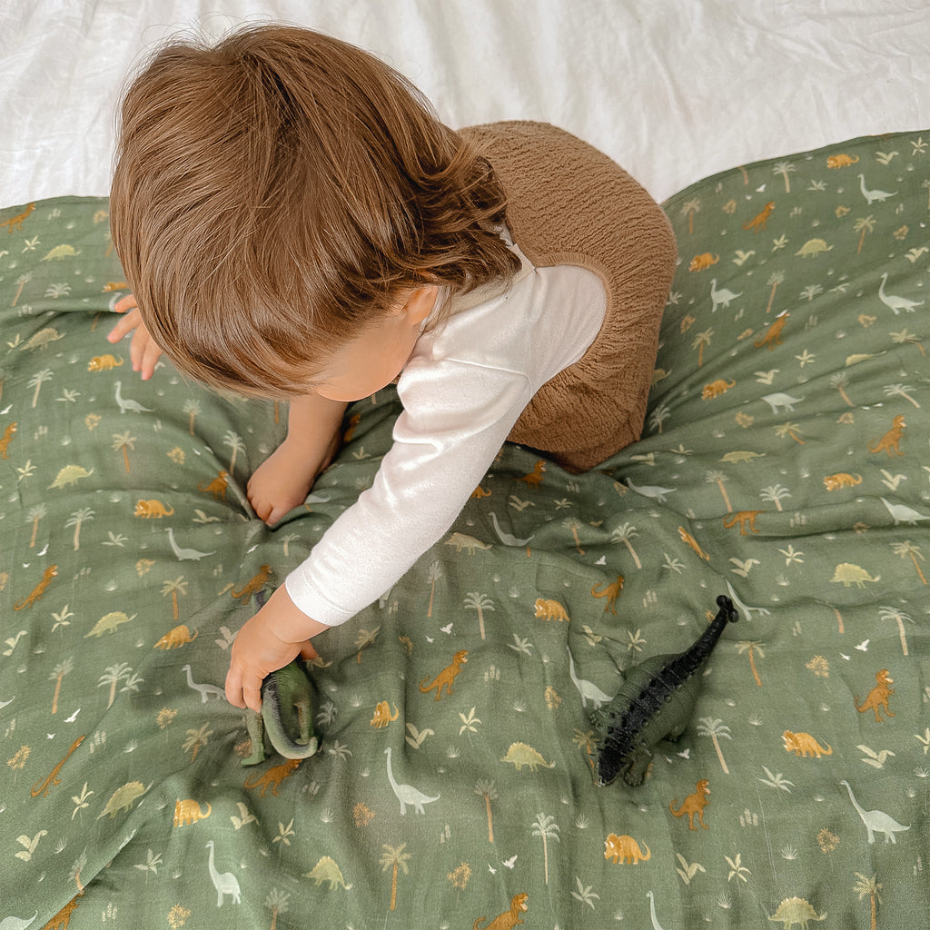 Dinos Organic Muslin Wrap Swaddle - PRE-ORDER (APRIL)