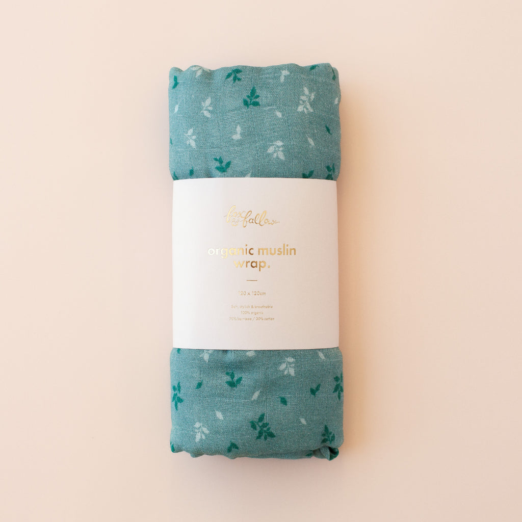 Pine / Sage Check Organic Muslin Wrap Set