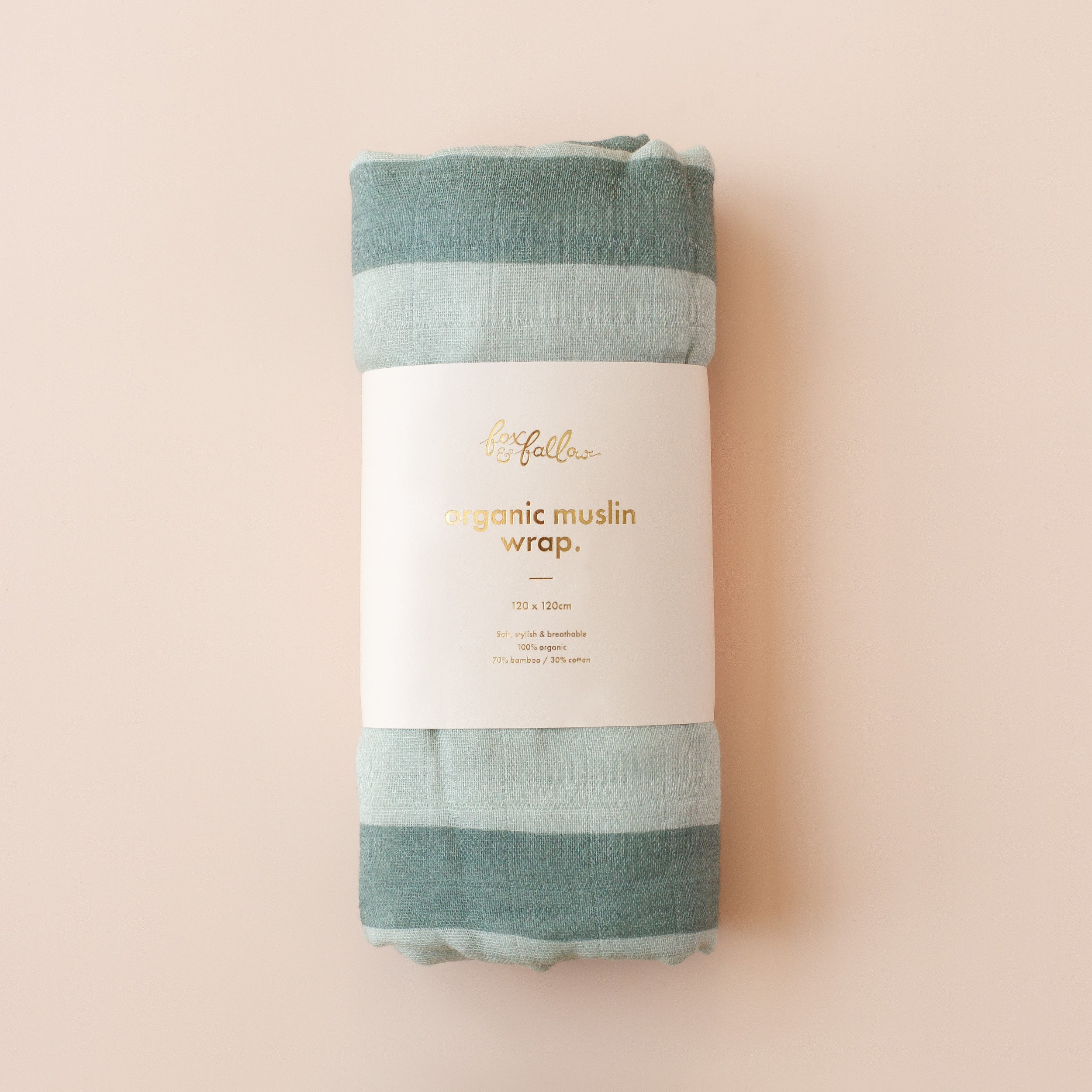 Sage Stripe / Sage Check Organic Muslin Wrap Set
