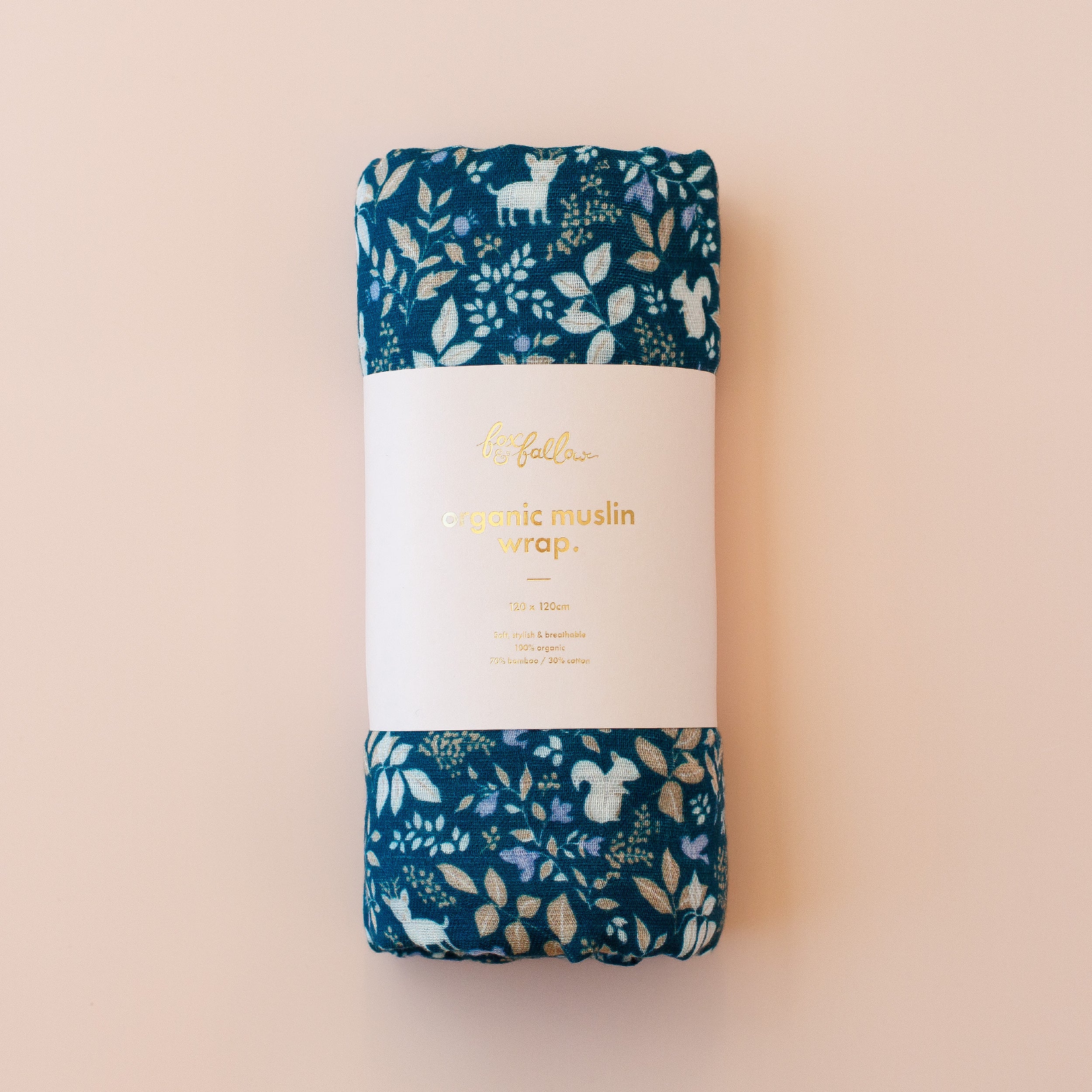 Forest Friends Midnight Organic Muslin Wrap Swaddle