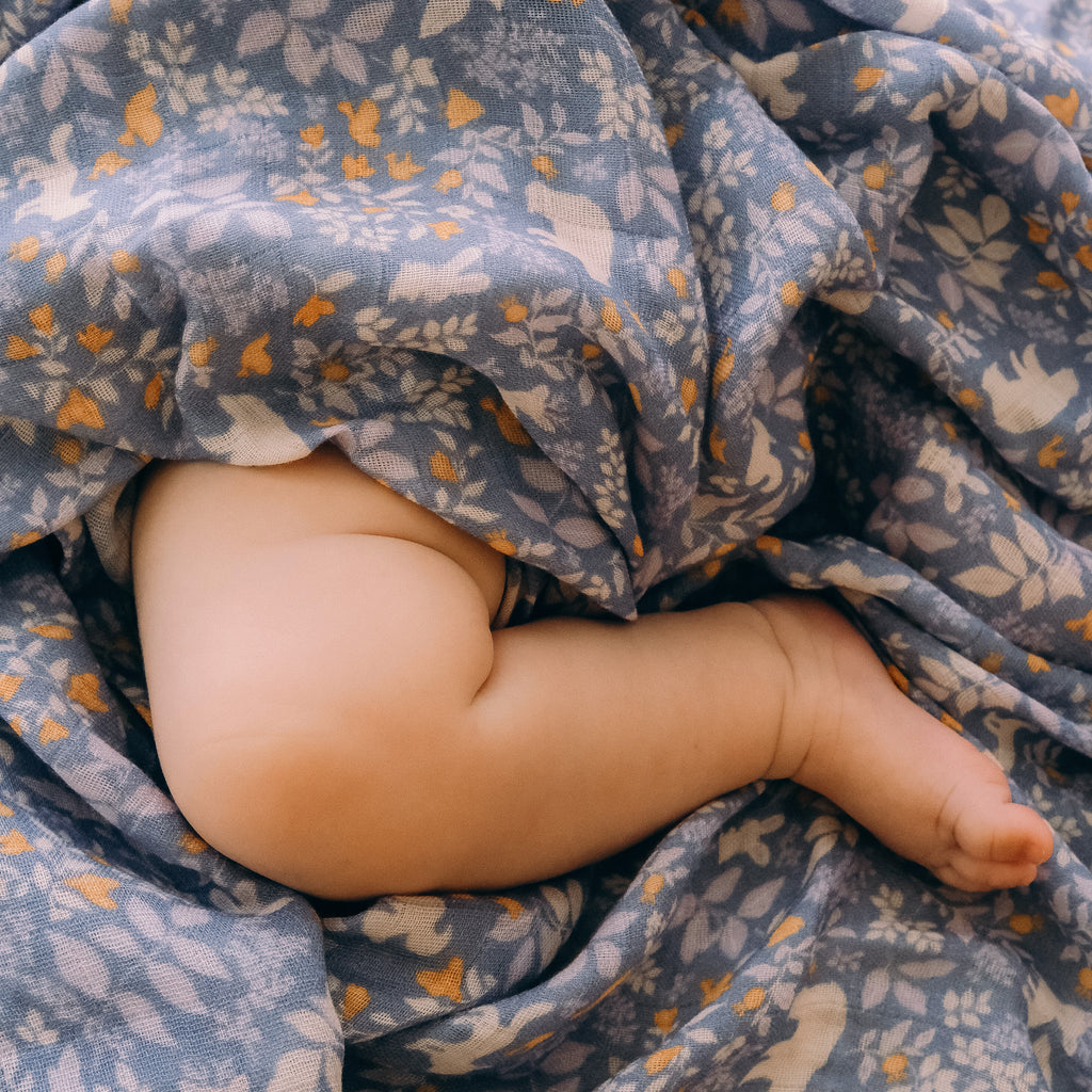 Forest Friends Cornflower Organic Muslin Wrap Swaddle - PRE-ORDER (ARRIVING APRIL)