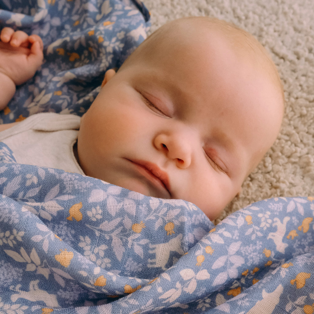 Forest Friends Cornflower Organic Muslin Wrap Swaddle - PRE-ORDER (ARRIVING APRIL)