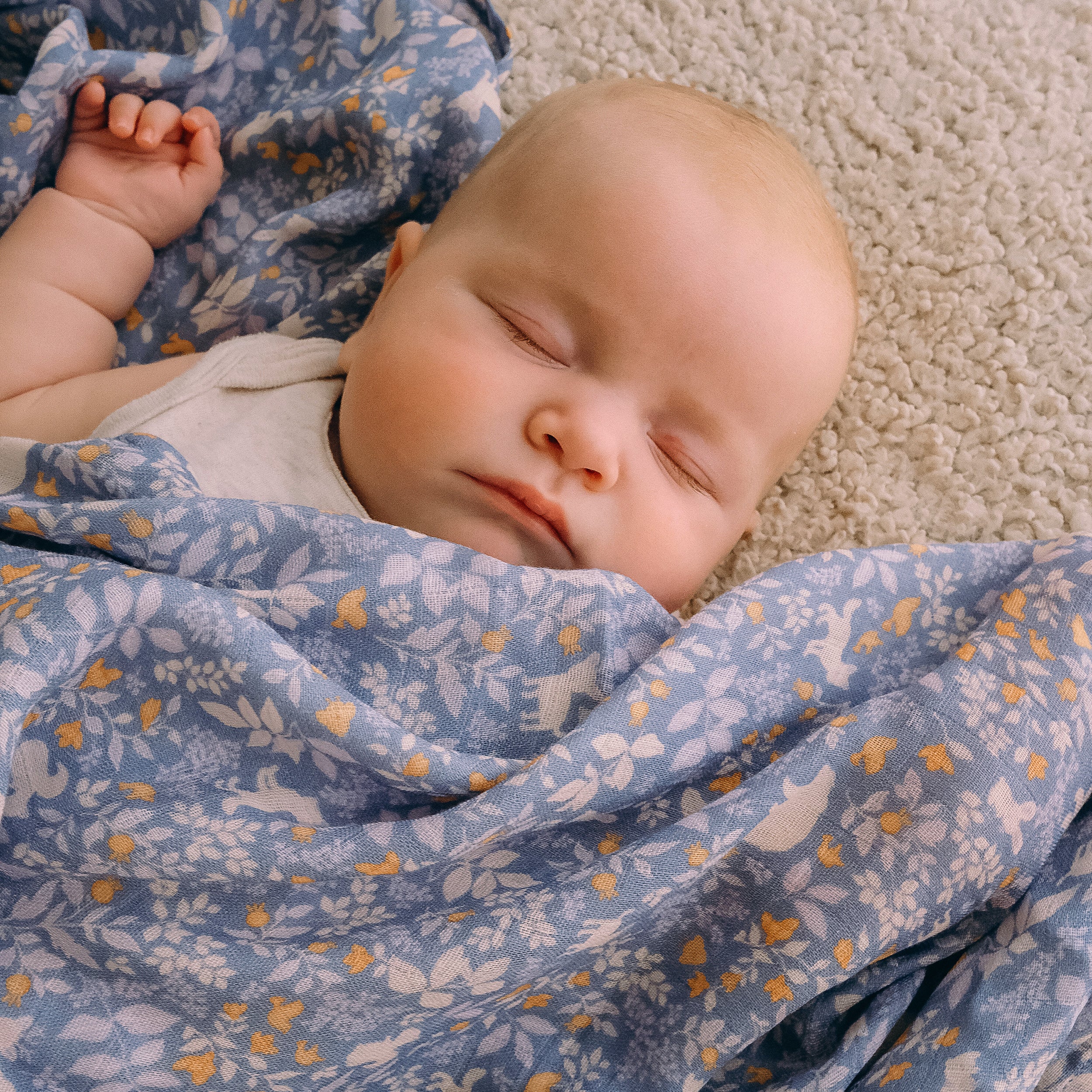 Forest Friends Cornflower Organic Muslin Wrap Swaddle - PRE-ORDER (ARRIVING APRIL)