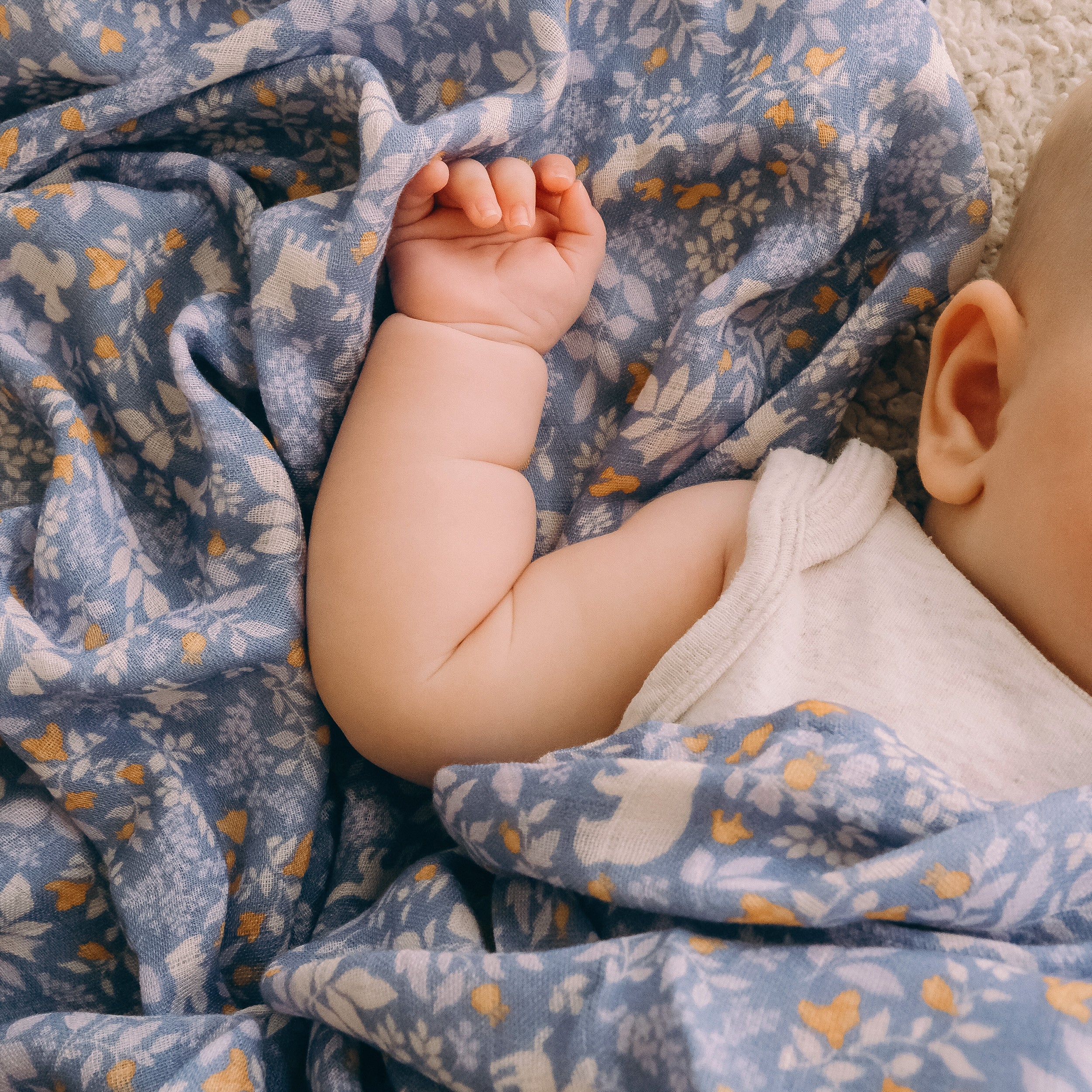 Forest Friends Cornflower Organic Muslin Wrap Swaddle - PRE-ORDER (ARRIVING APRIL)