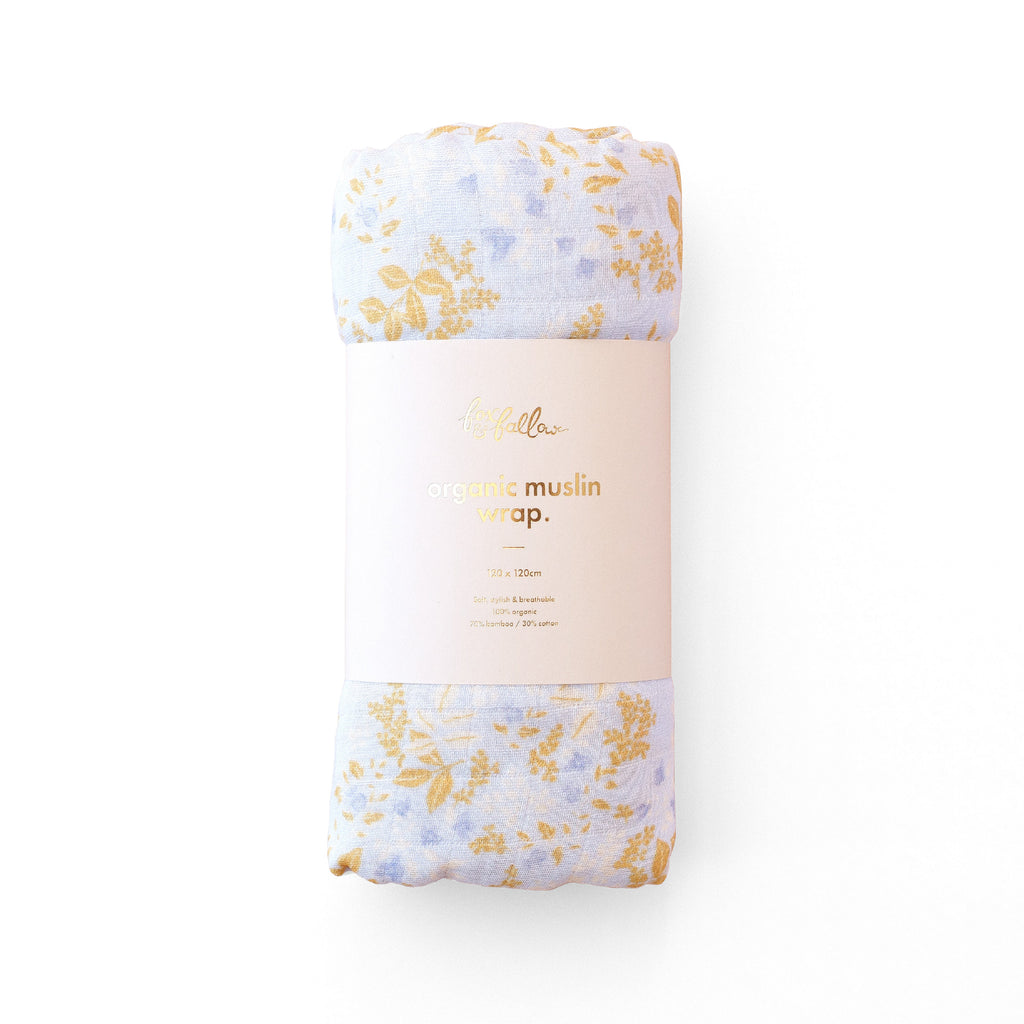 Forget-Me-Not Navy / Delphinium Organic Muslin Wrap Set