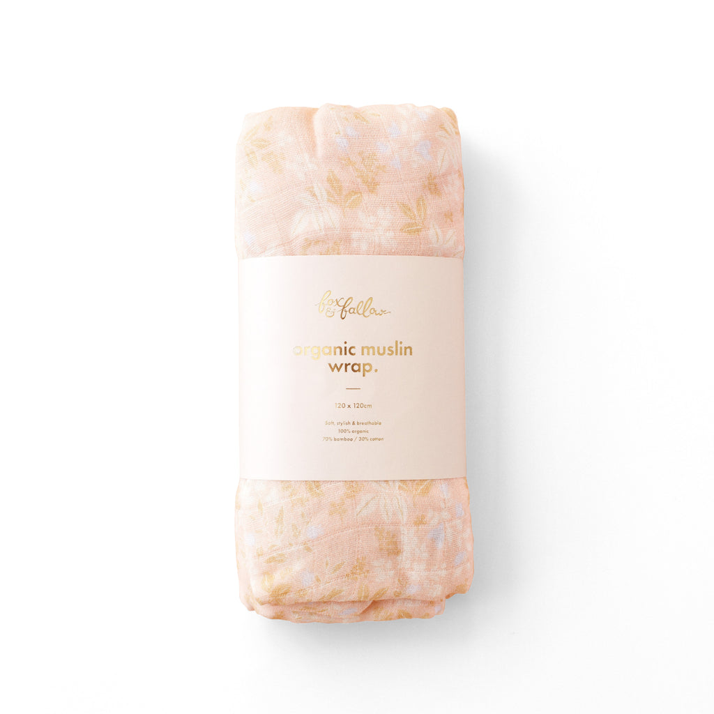 Wild Peony Organic Muslin Wrap Swaddle
