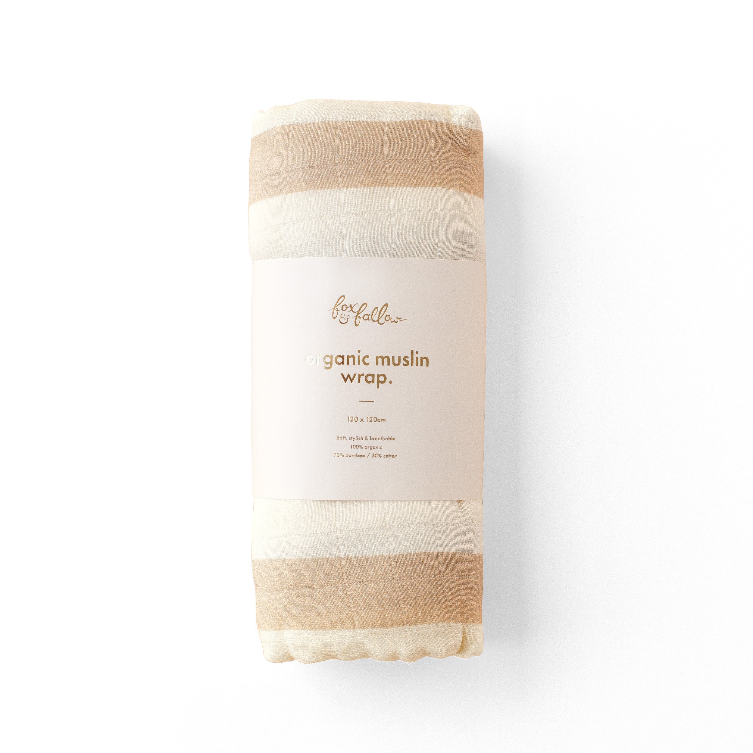 Coffee Stripe Organic Muslin Wrap Swaddle - PRE-ORDER (ARRIVING APRIL)