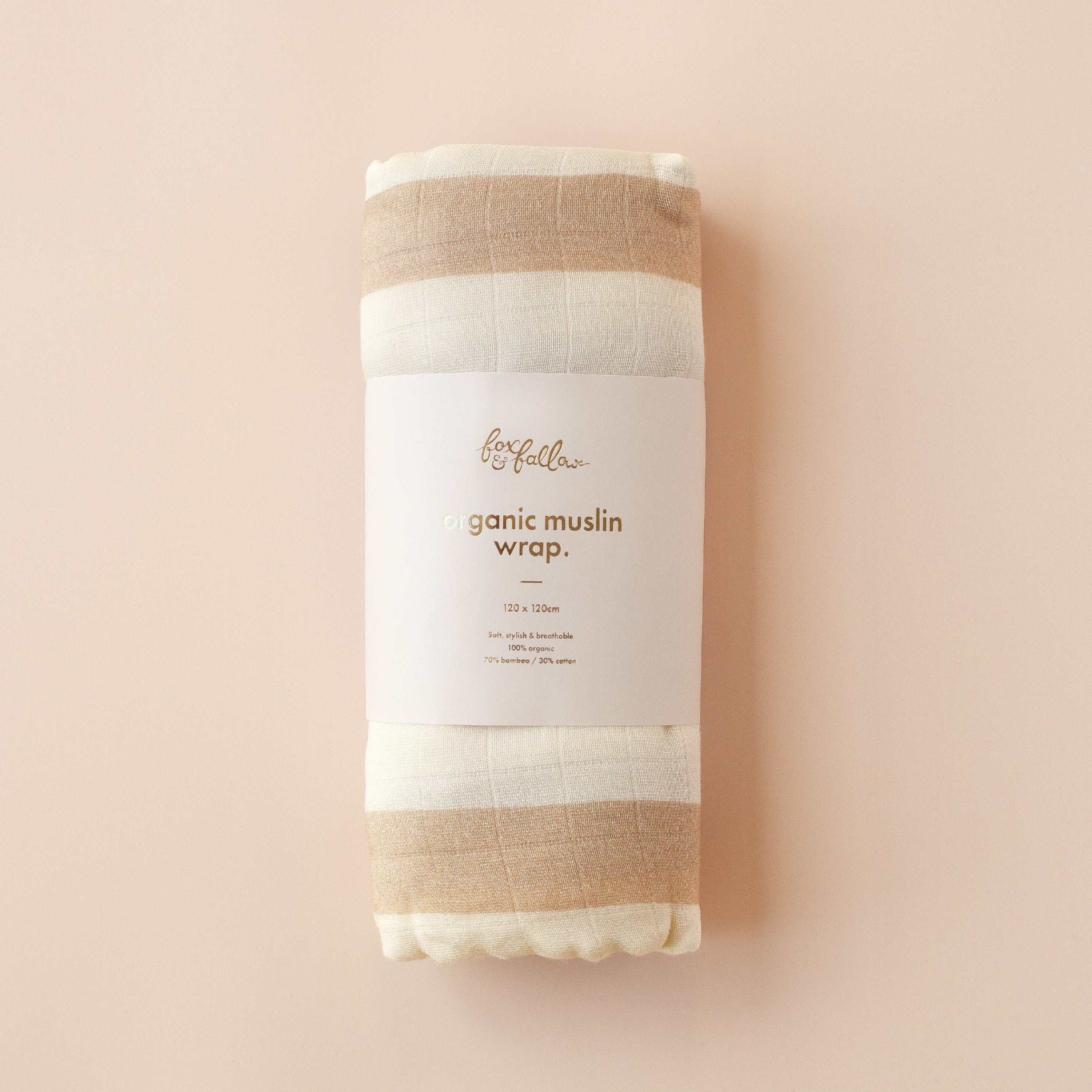 Coffee Stripe / Caramel Check Organic Muslin Wrap Set - SOLD OUT (NEXT DROP ARRIVING APRIL 2026)